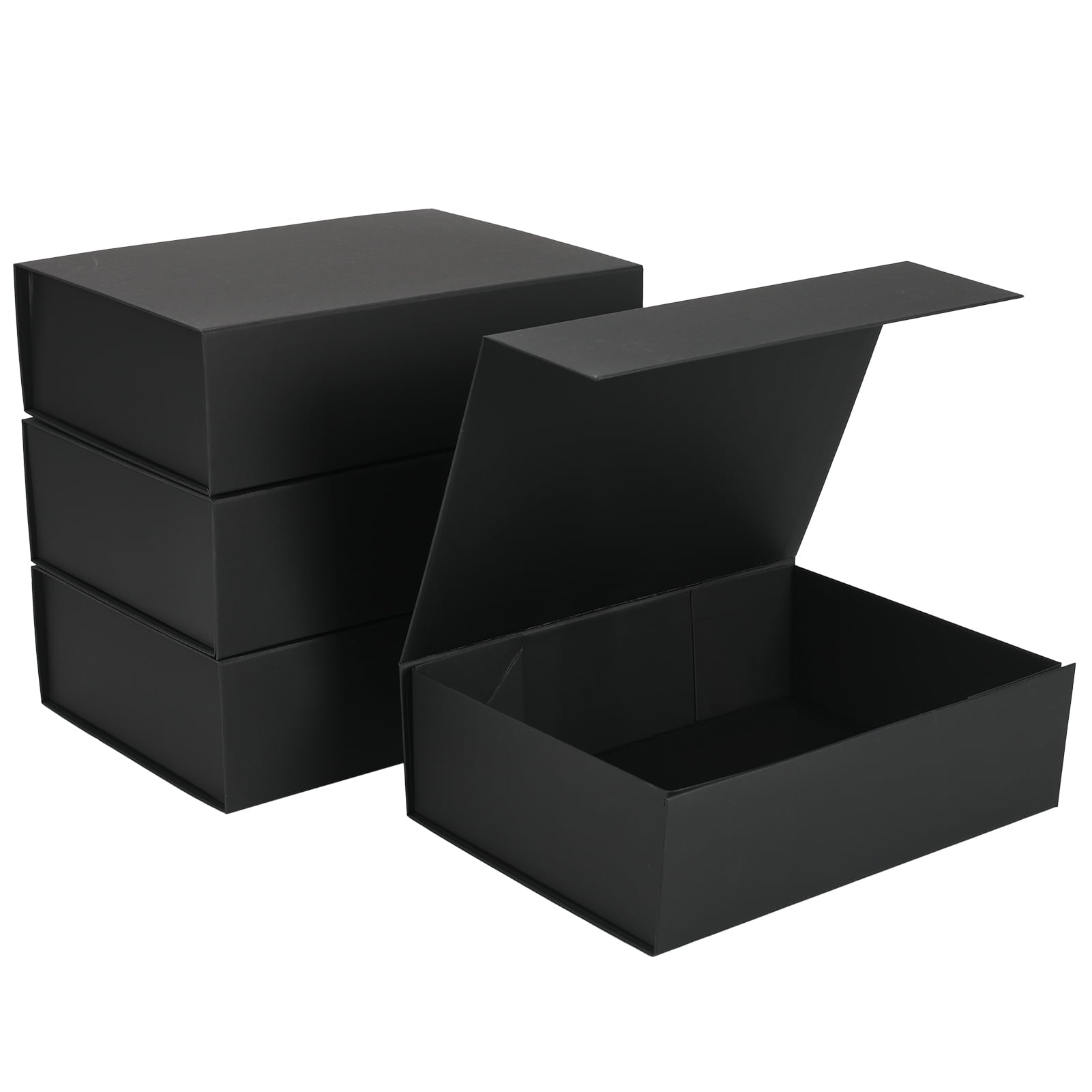 MEBRUDY 4 Pack 10.5x7.5x3.1 Magnetic Gift Boxes Black Magnetic Closure Gift Box for Wedding, Christmas, Birthday Presents