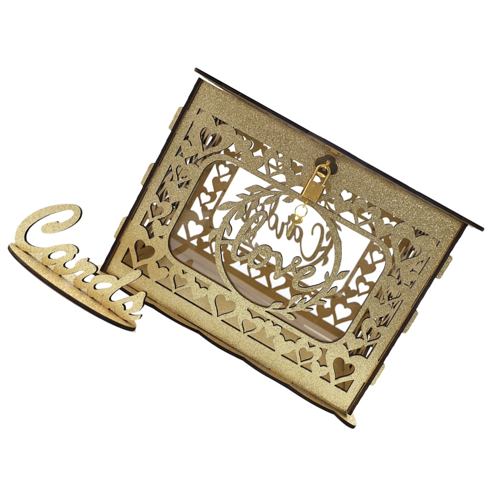 MLINS  Wood Card Holder Blessing Container Decoration Invitation Baby Bride Golden