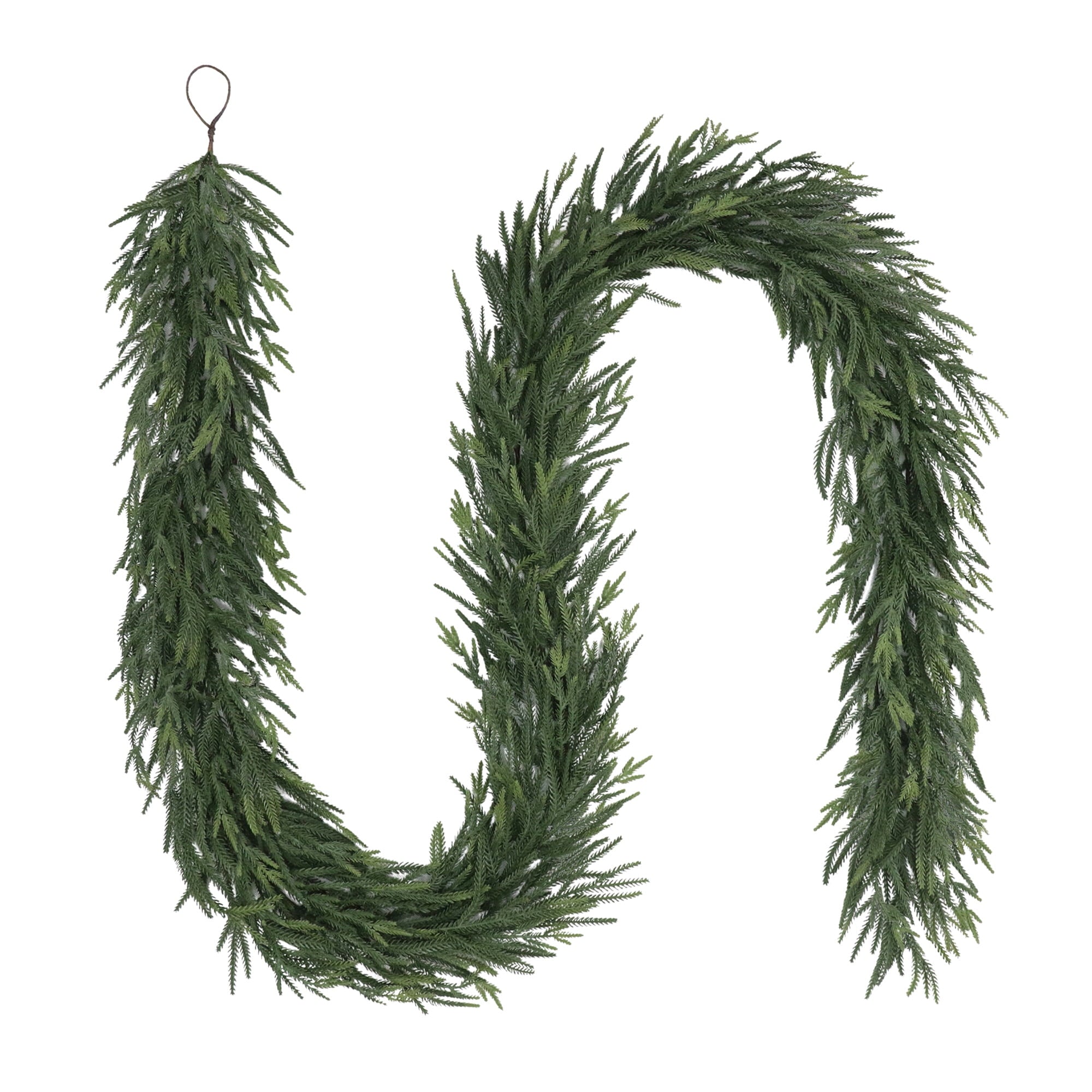 My Texas House 9ft Natural Feel Norfolk Artificial Christmas Garland, Non-lit, Green, Soft PE