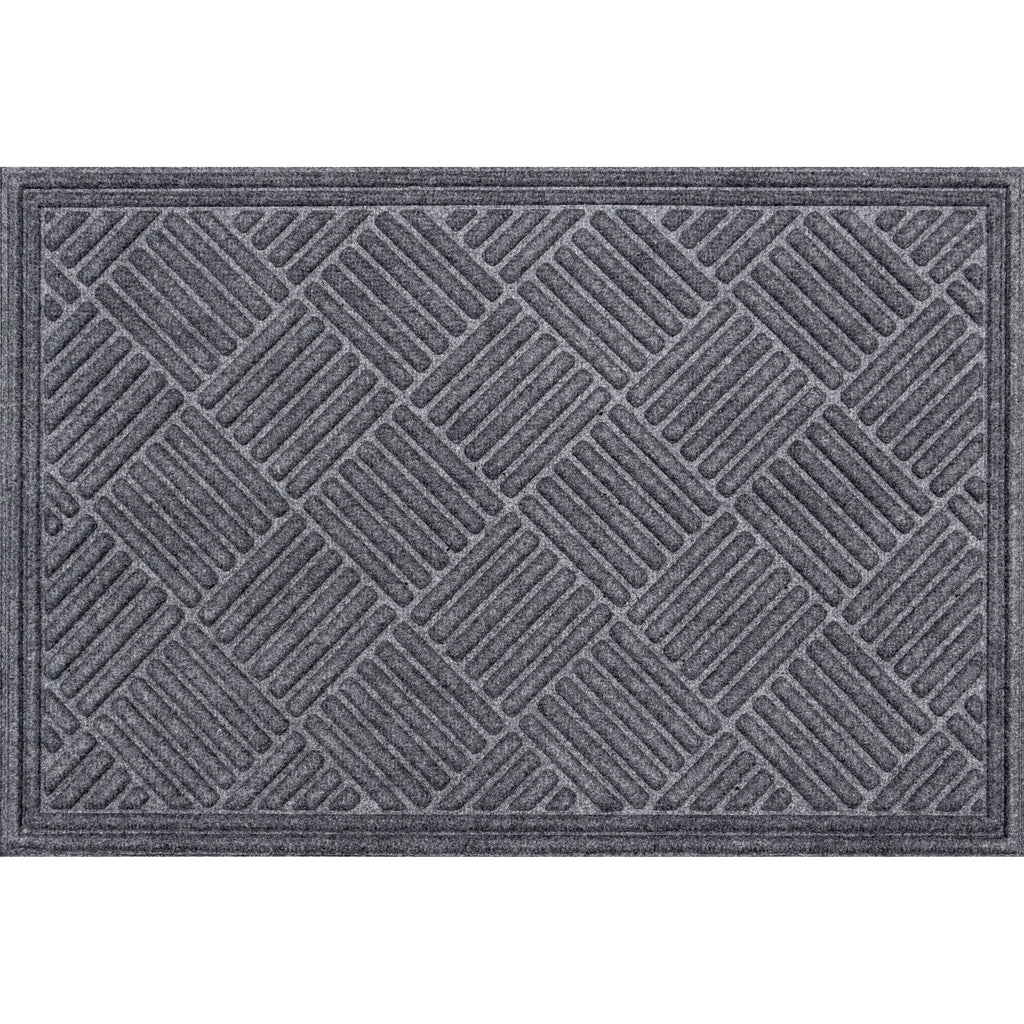 Mainstays Textures Crosshatch Polyester and Rubber Backed Doormat, 2' x 3', Smoke