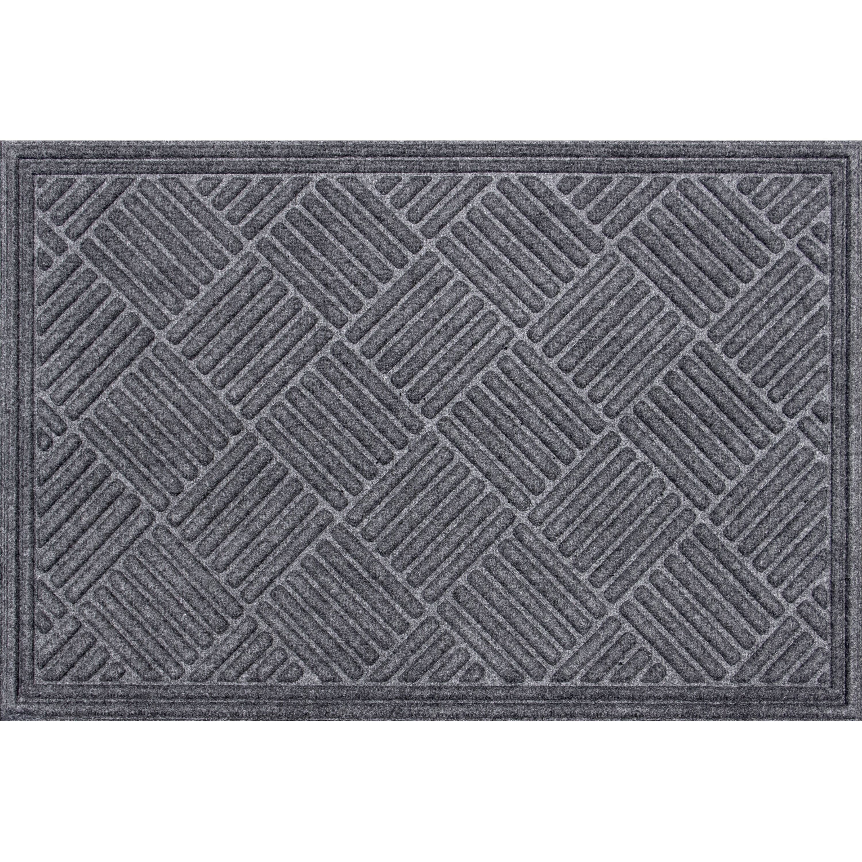 Mainstays Textures Crosshatch Polyester and Rubber Backed Doormat, 2' x 3', Smoke