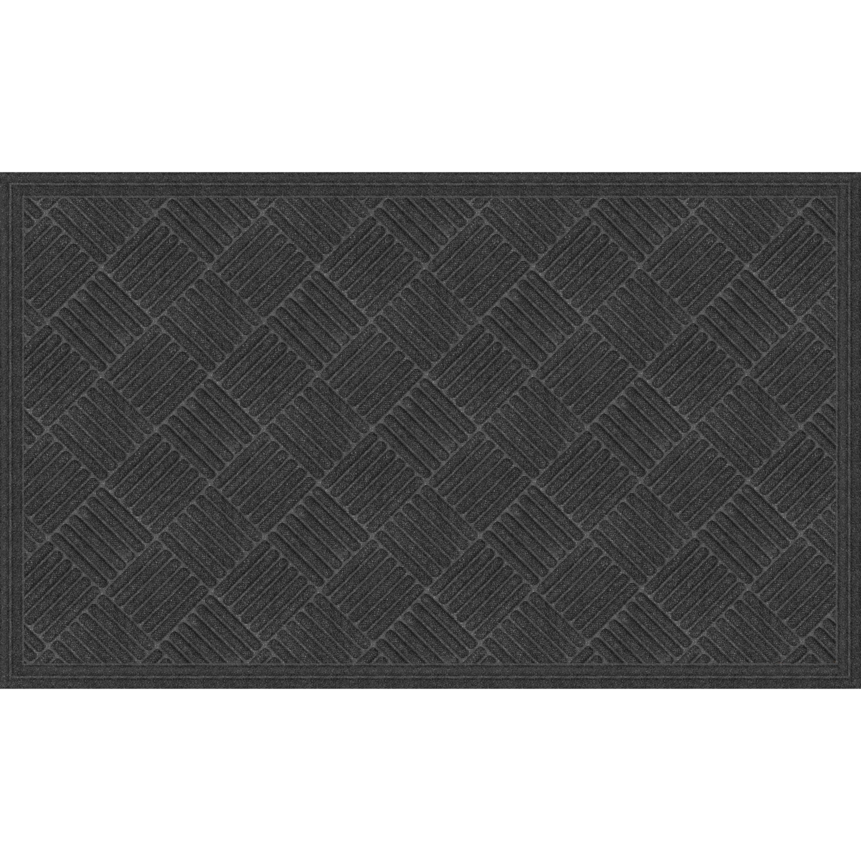 Mainstays Textures Crosshatch Polyester and Rubber Backed Doormat, 2' x 3', Smoke