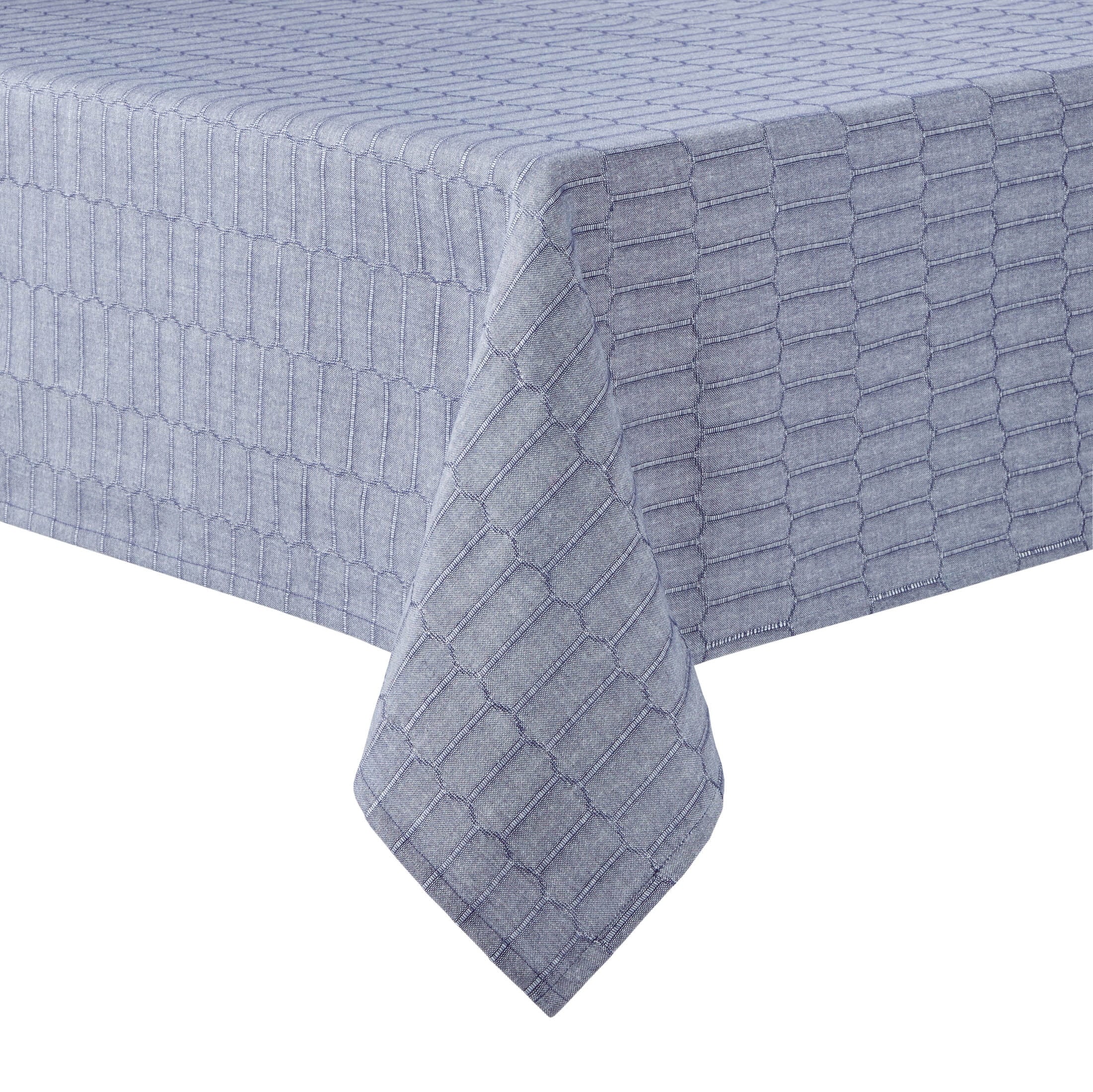 Martha Stewart Honeycomb Modern Farmhouse Fabric Tablecloth, White, 60"x120"