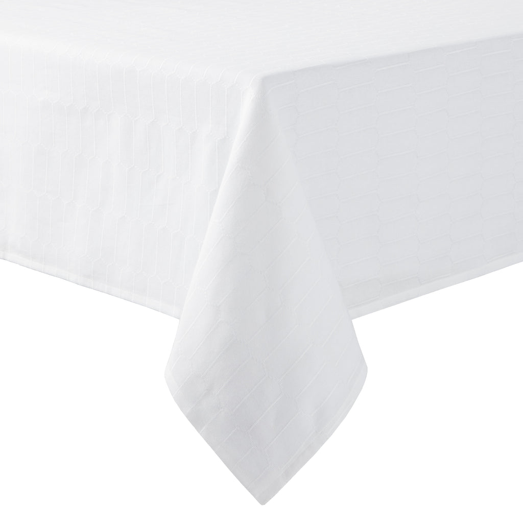 Martha Stewart Honeycomb Modern Farmhouse Fabric Tablecloth, White, 60"x120"