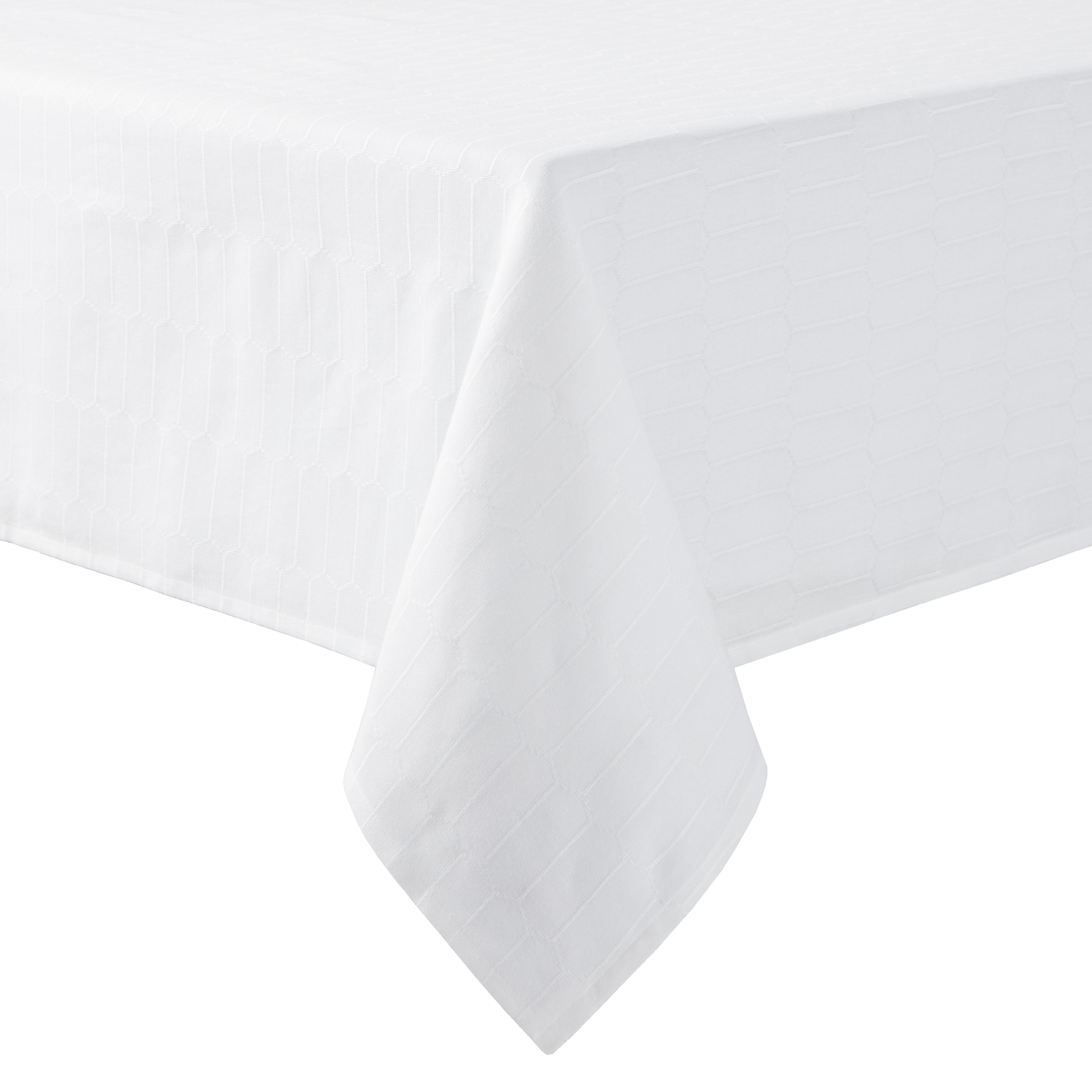 Martha Stewart Honeycomb Modern Farmhouse Fabric Tablecloth, White, 60"x120"