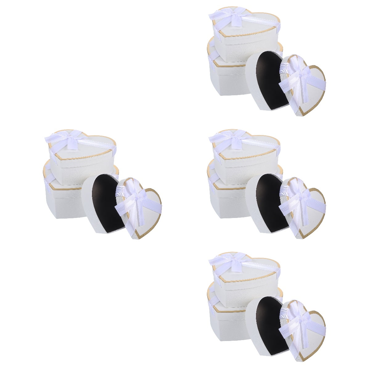 Masteelf 4 Sets  Gift Wrapping Paperboard Box Flower Arrangement Boxes Heart Shape Gift Storage Case