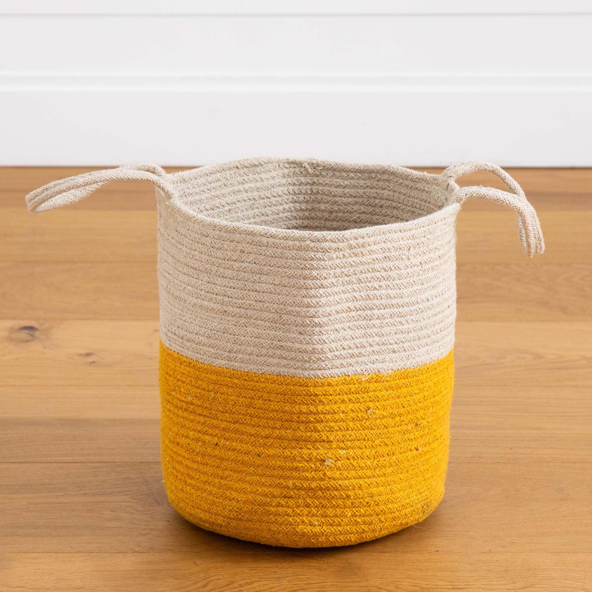 Nearly Natural 12" Handmade Natural Cotton Woven Basket Planter
