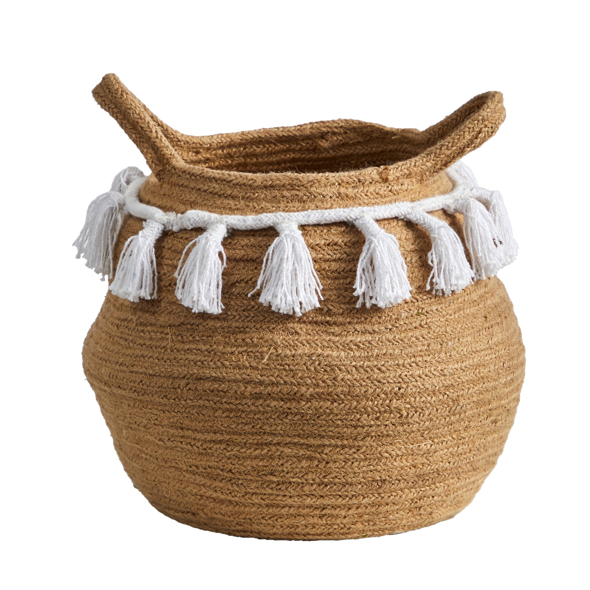 Nearly Natural 12" x 12" x 11" Bowl Beige Burlap and Cotton Plant Planter