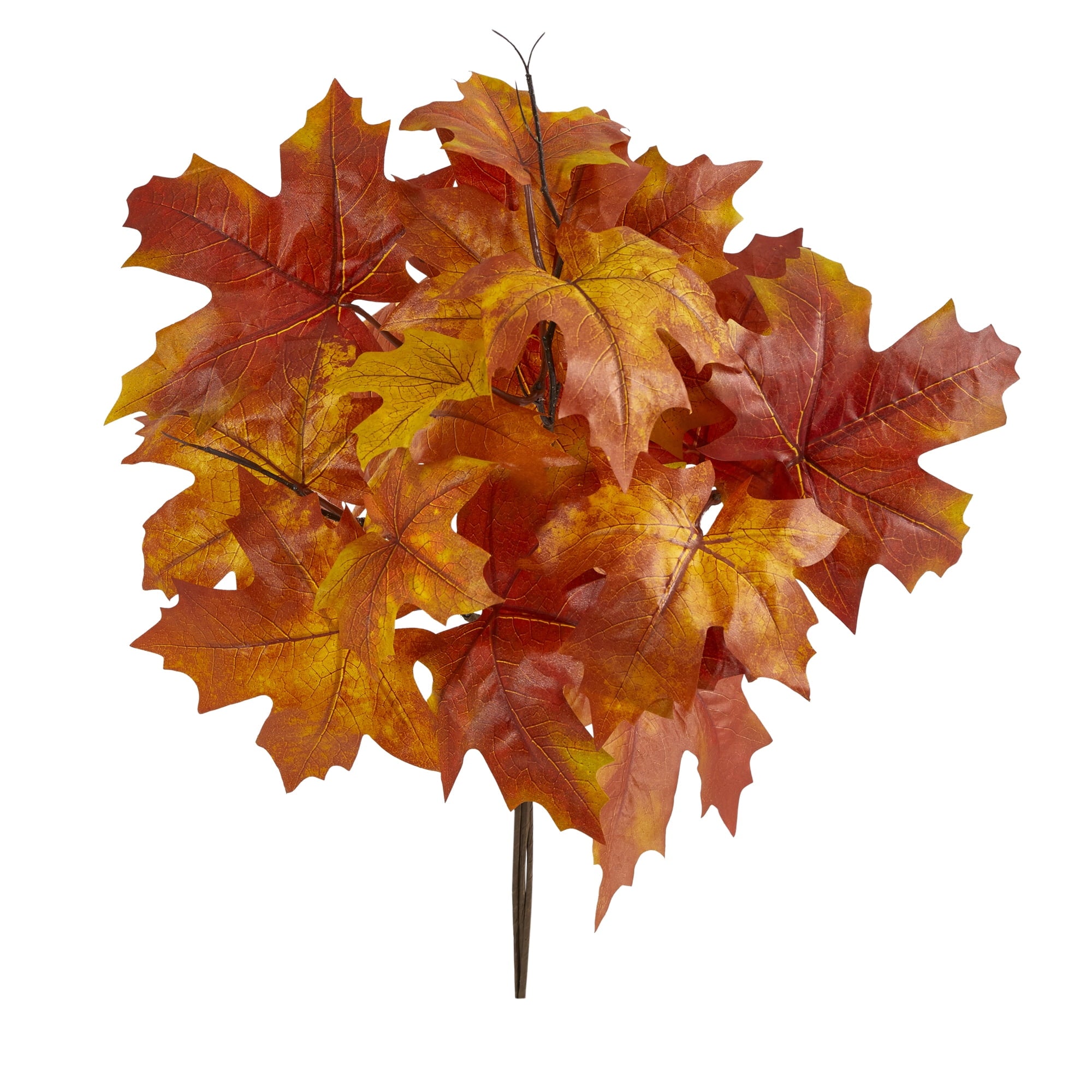 Nearly Natural 18" Autumn Maple Leaf Artificial Flower (Set of 2), Red