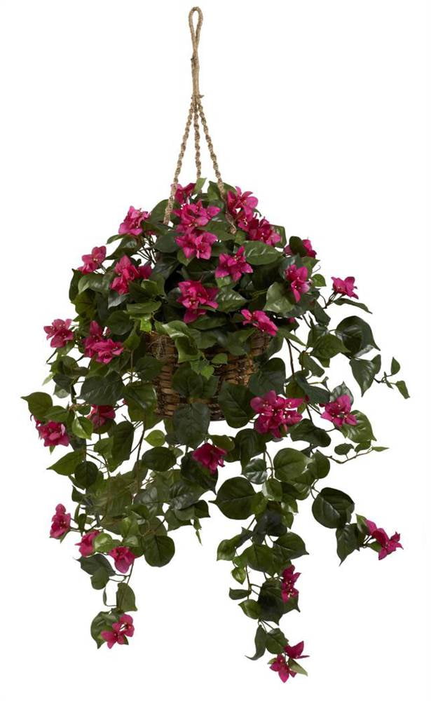 Nearly Natural Bougainvillea Silk Hanging Basket