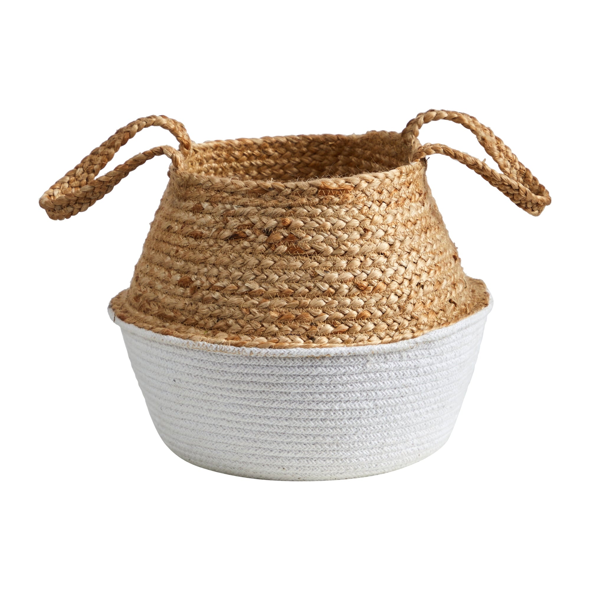 Nearly Natural Decorative 14" Boho Chic Handmade Cotton/Jute Basket Planter