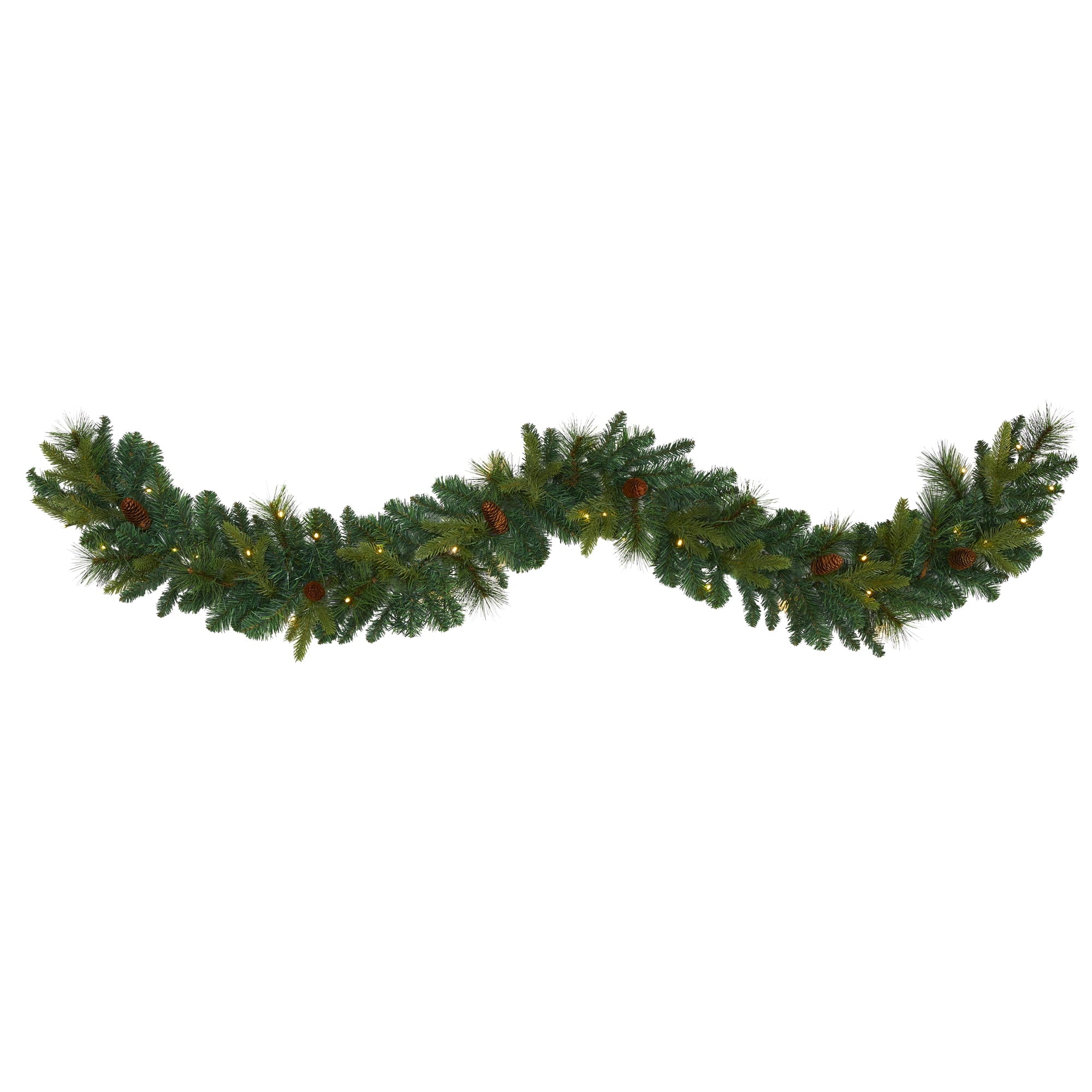 Nearly Natural Holiday Pine Prelit Battery Operated Garland, 72.00" (Assorted Colors)