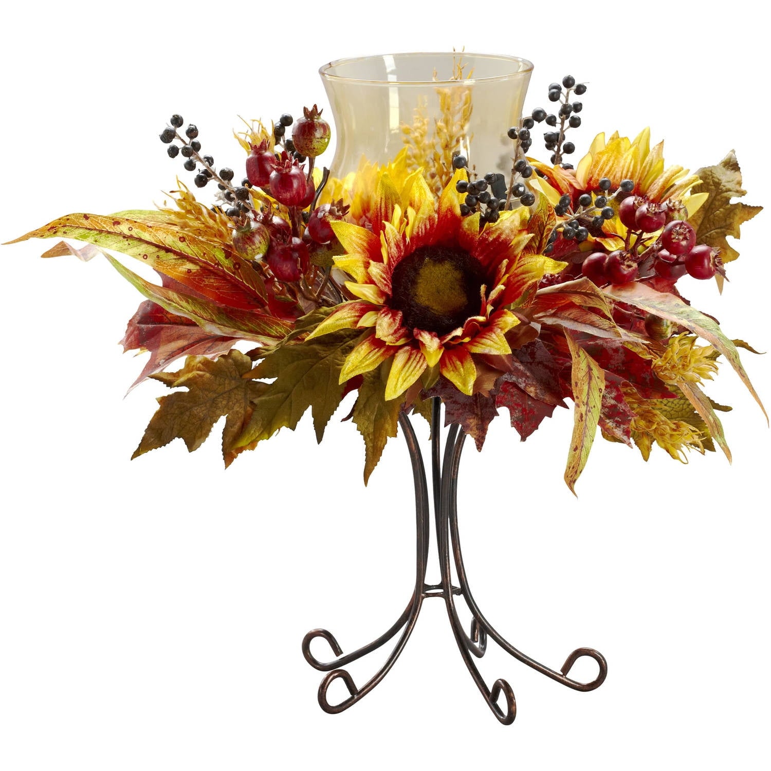 Nearly Natural Sunflower Candelabrum, Yellow