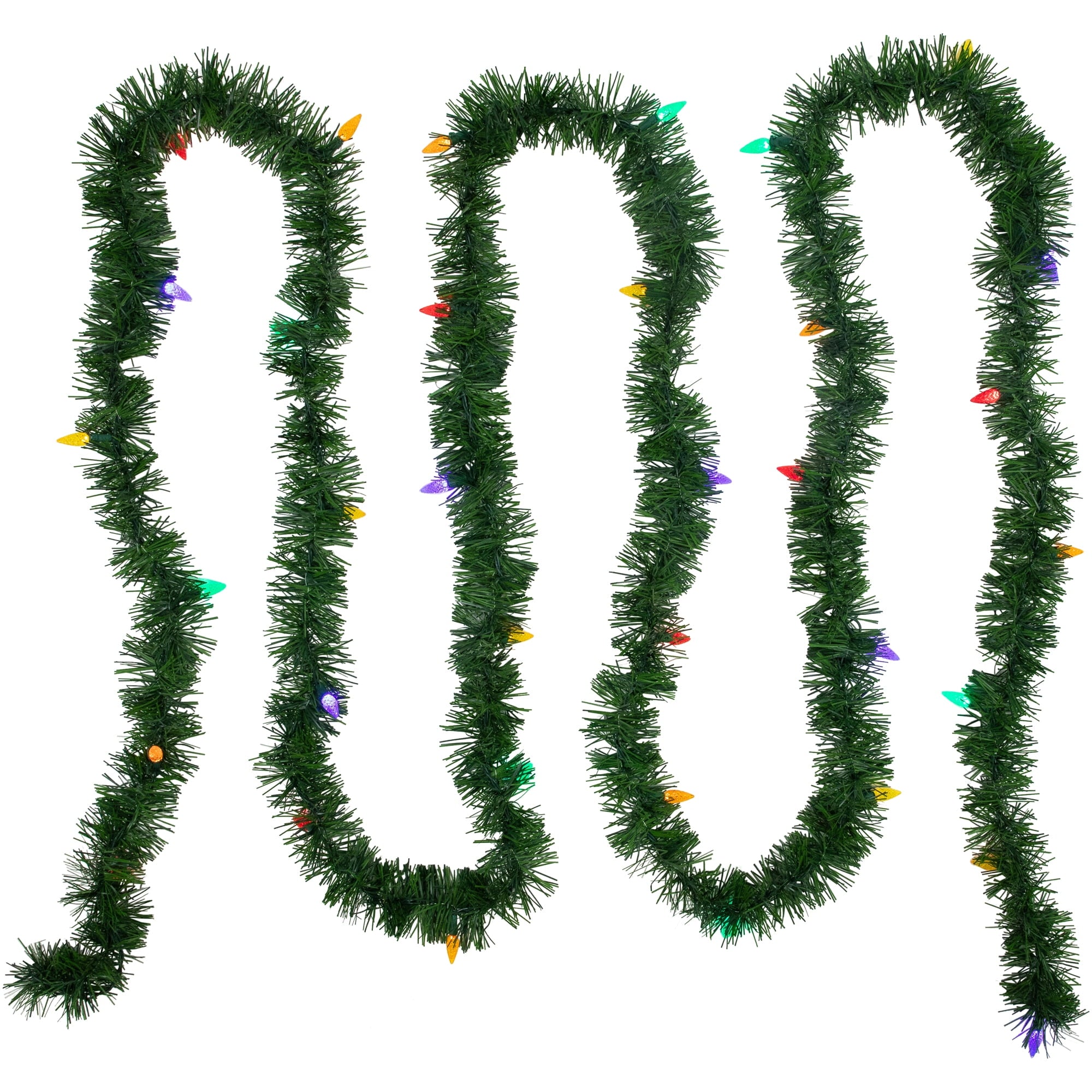 Northlight 18' x 3" Pre-Lit Pine Artificial Christmas Garland, Multicolor LED Faceted Lights