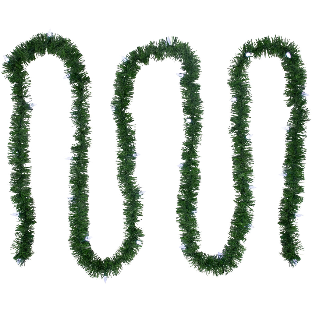 Northlight 18' x 3" Pre-Lit Pine Artificial Christmas Garland, Pure White LED Faceted Lights