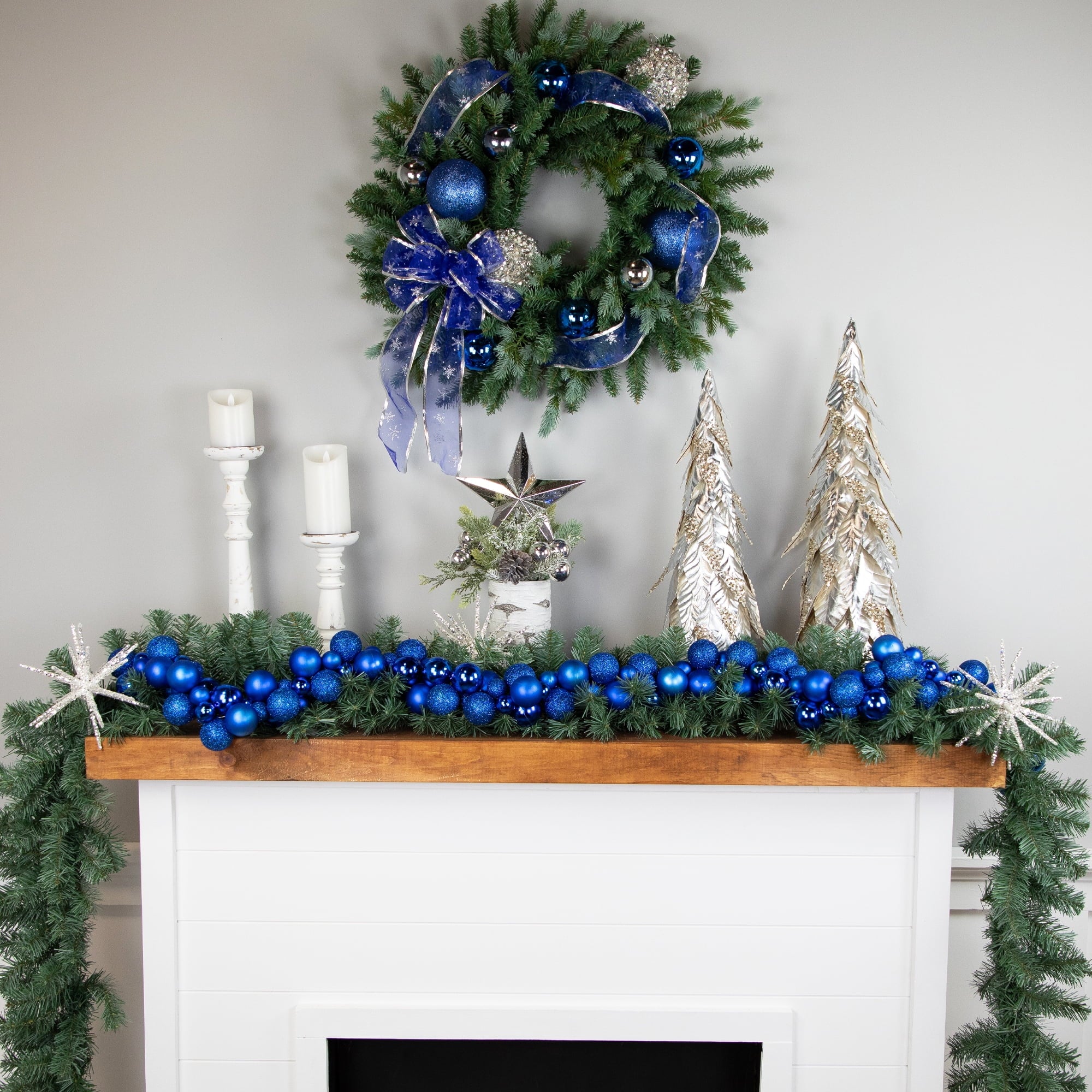 Northlight 3-Finish Shatterproof Ball Christmas Garland - 6' x 3.5" - Purple - Unlit