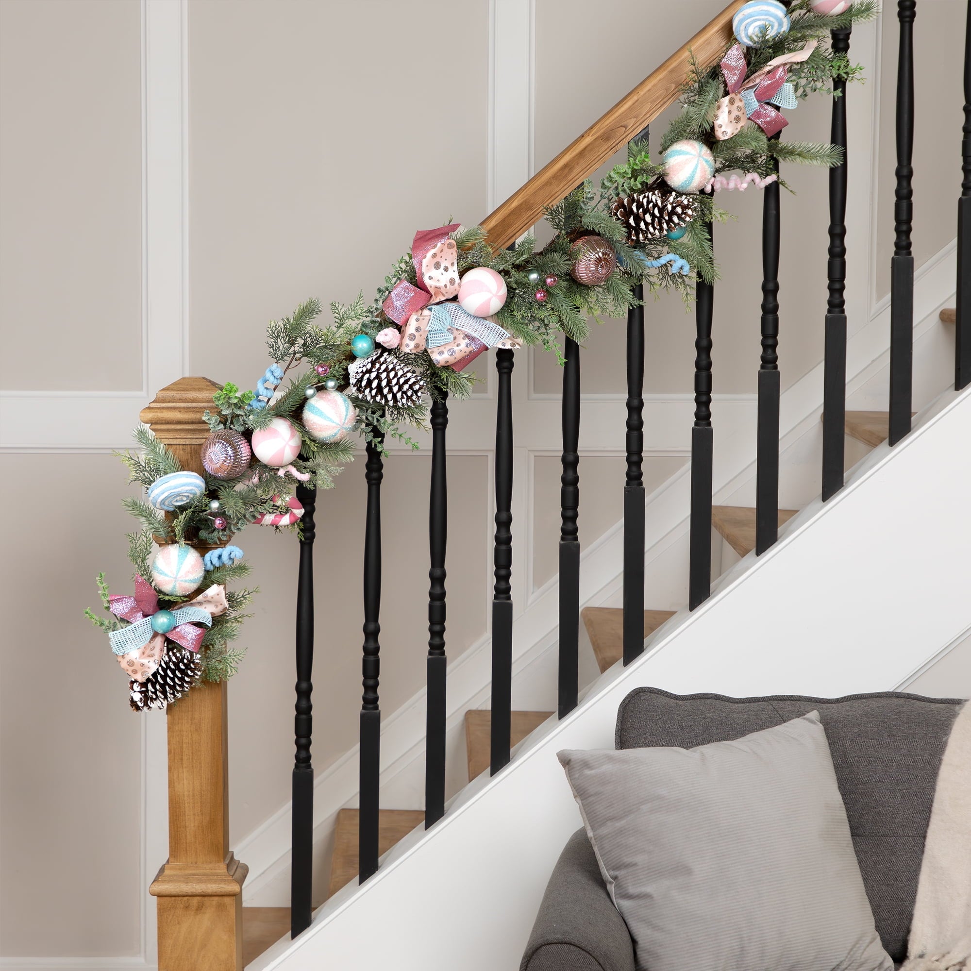 Northlight Pastel Bows and Ornaments Artificial Christmas Garland - 6' x 7" - Unlit