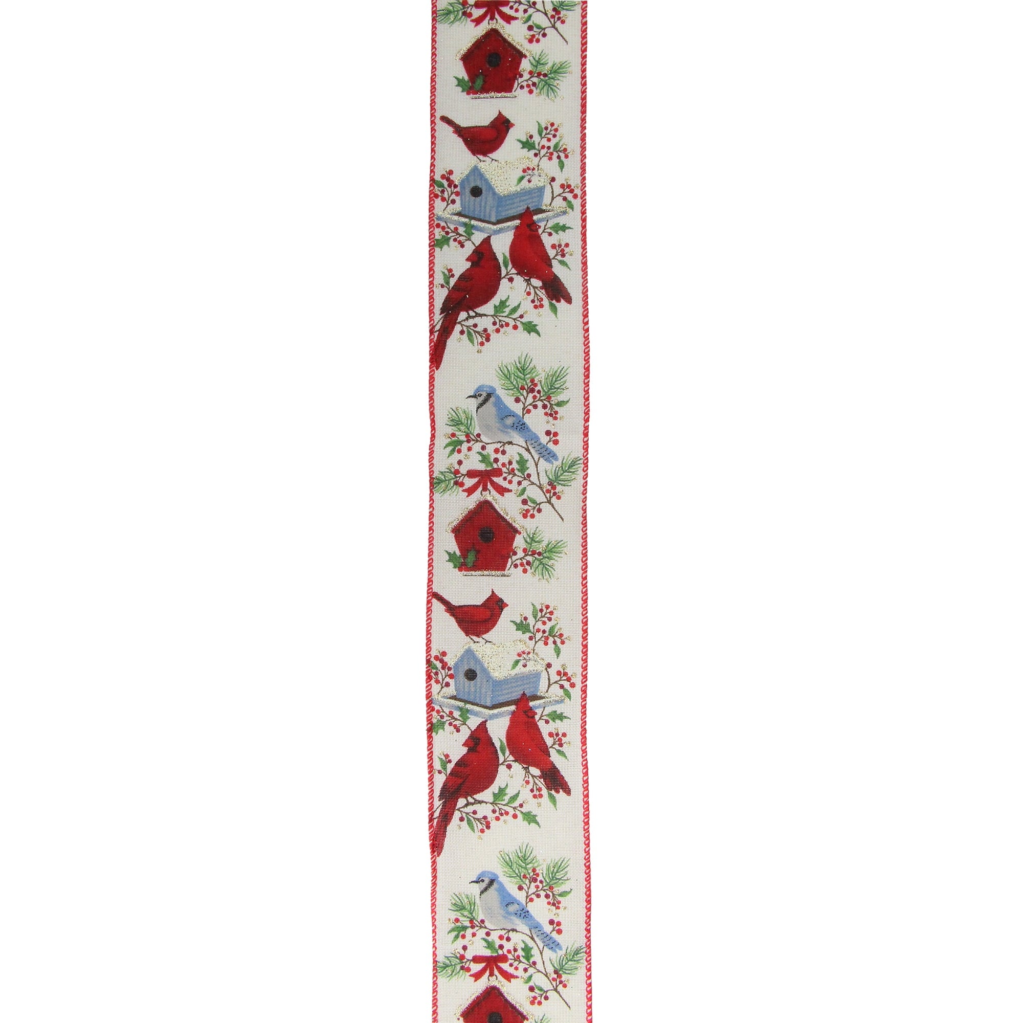 Northlight Red and Blue Cardinals with Bird Wired Craft Ribbon 2.5" x 16 Yards