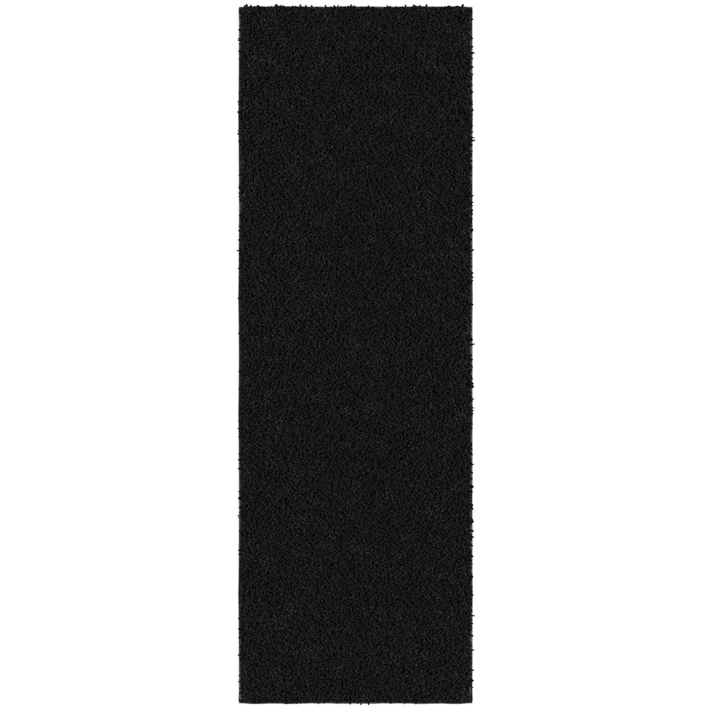 Ottomanson 2x7 Non-Slip Shag Runner Rug Plush Carpet for Bedrooms & Hallways, 2' x 7', Black