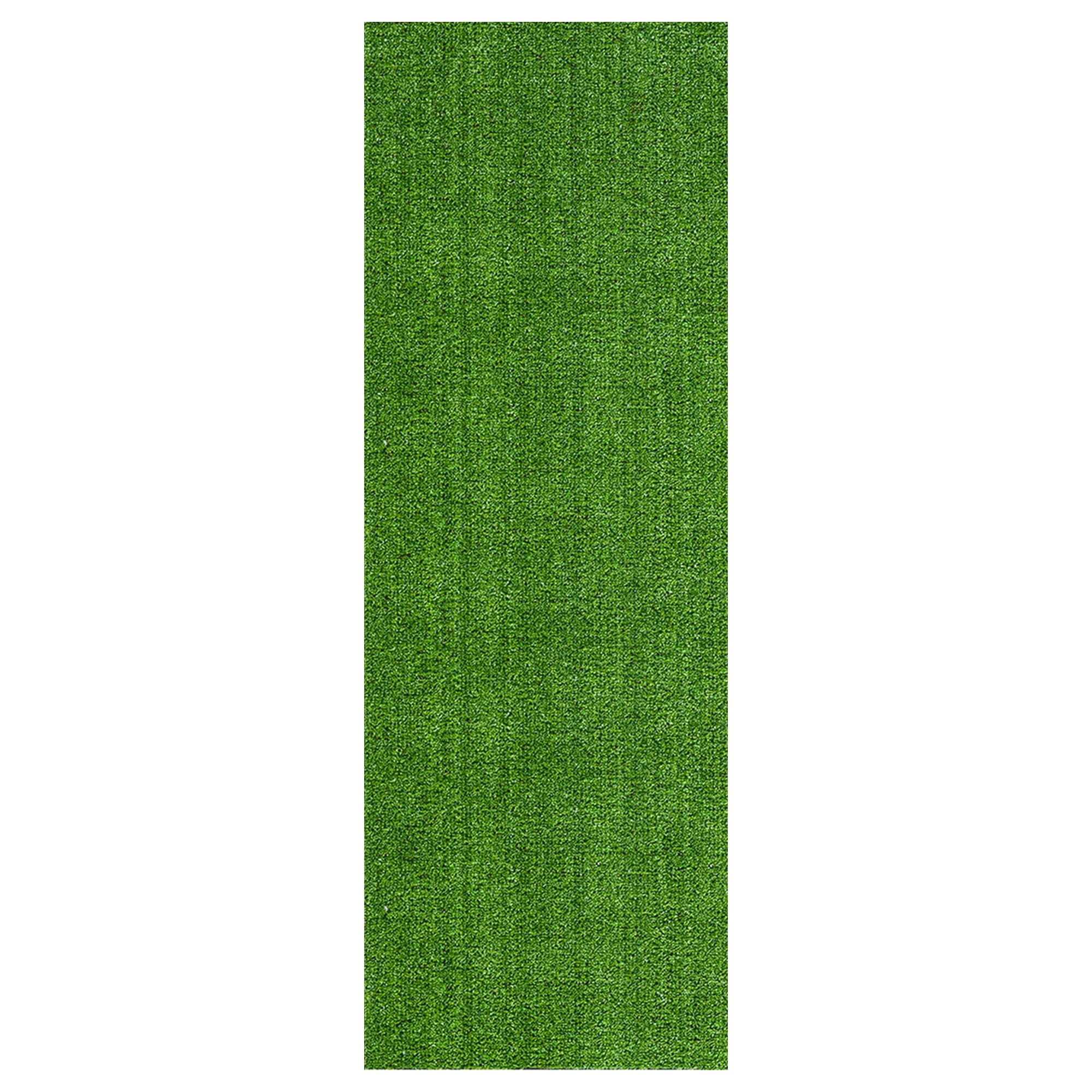 Ottomanson Waterproof Artificial Grass 2x6 Indoor Runner Rug Fake Grass for Patio, 22" x 6', Green