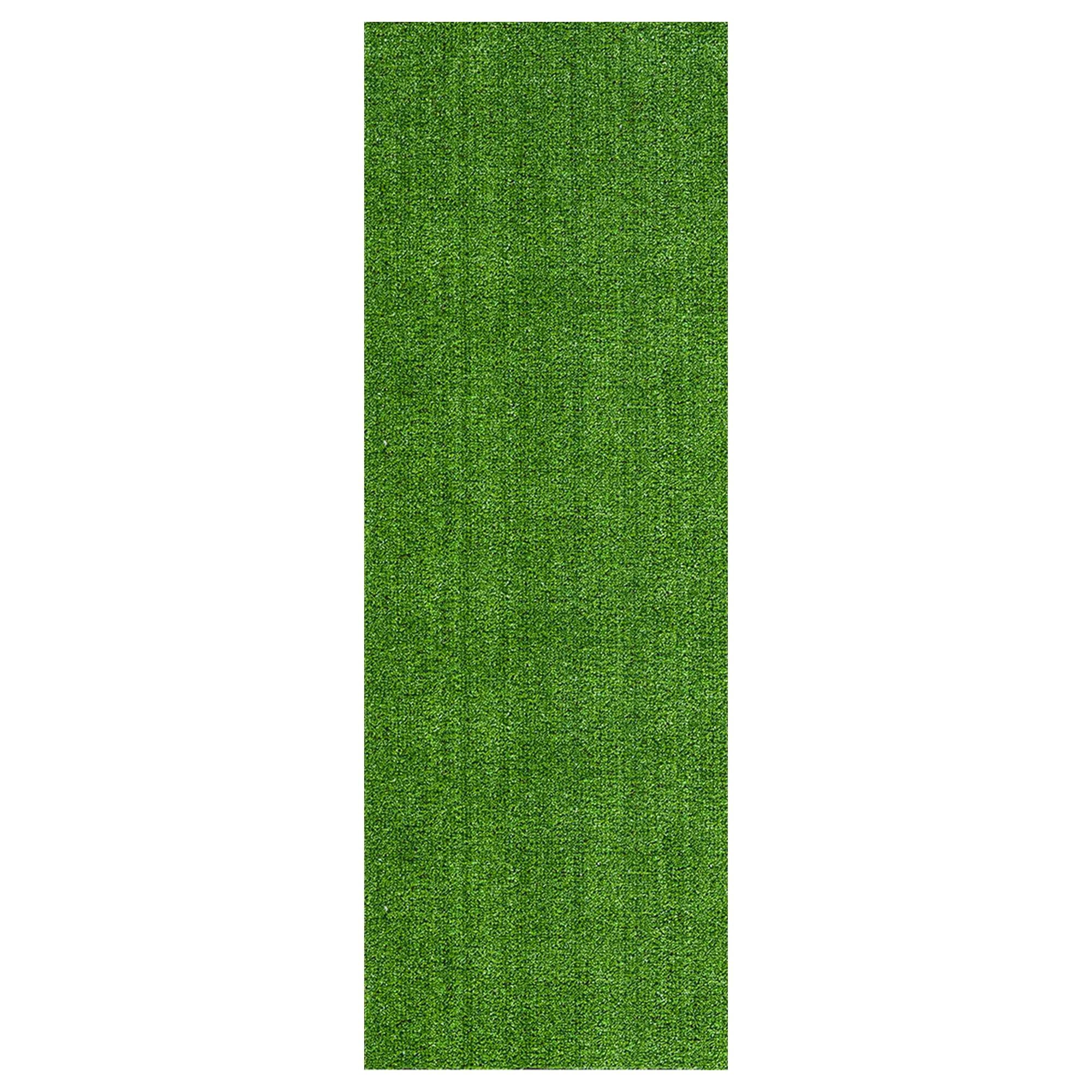 Ottomanson Waterproof Artificial Grass 2x6 Indoor Runner Rug Fake Grass for Patio, 22" x 6', Green