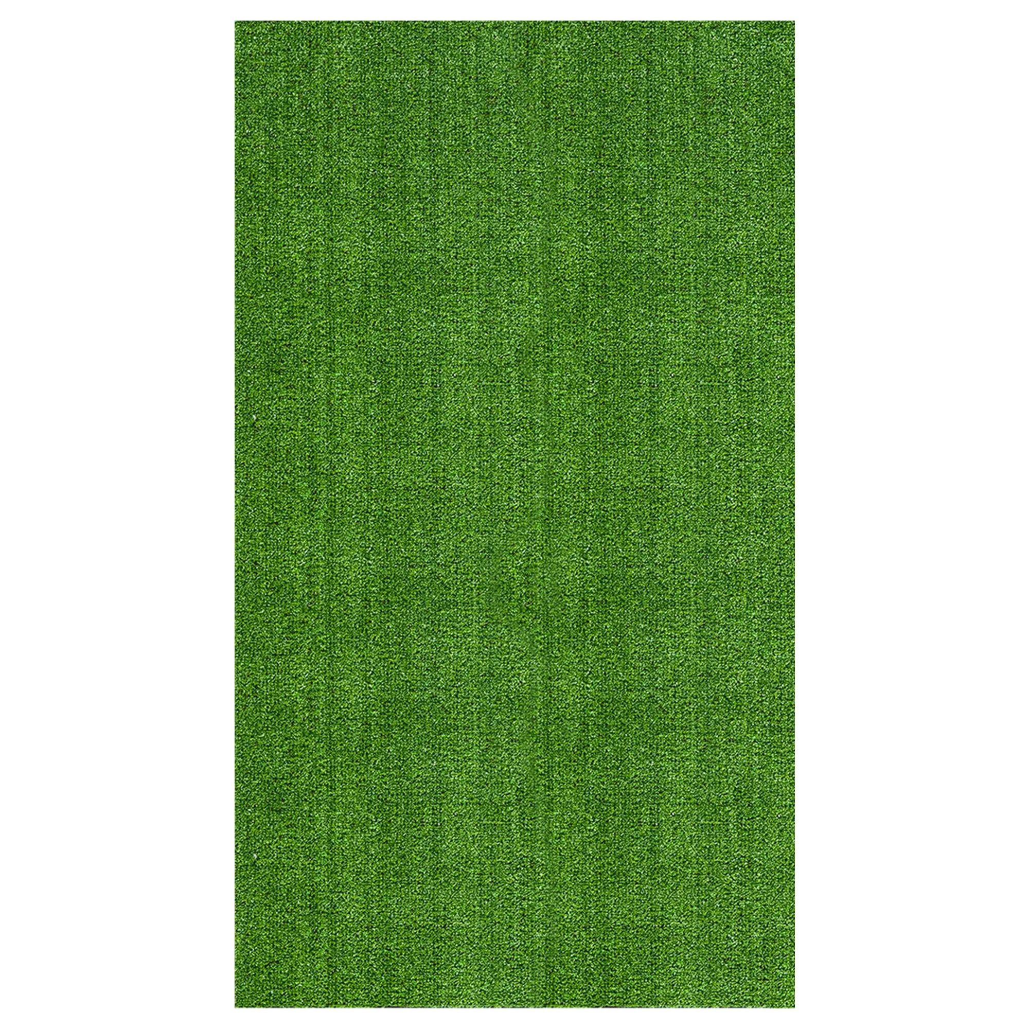 Ottomanson Waterproof Artificial Grass 2x6 Indoor Runner Rug Fake Grass for Patio, 22" x 6', Green