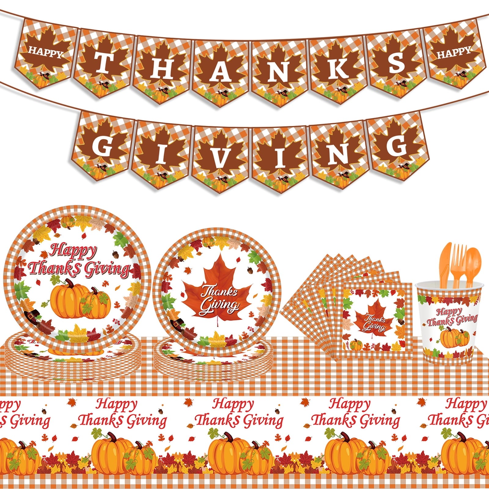 Owis Maple Leaves Disposable Dinnerware Set, Fall, 24 Count