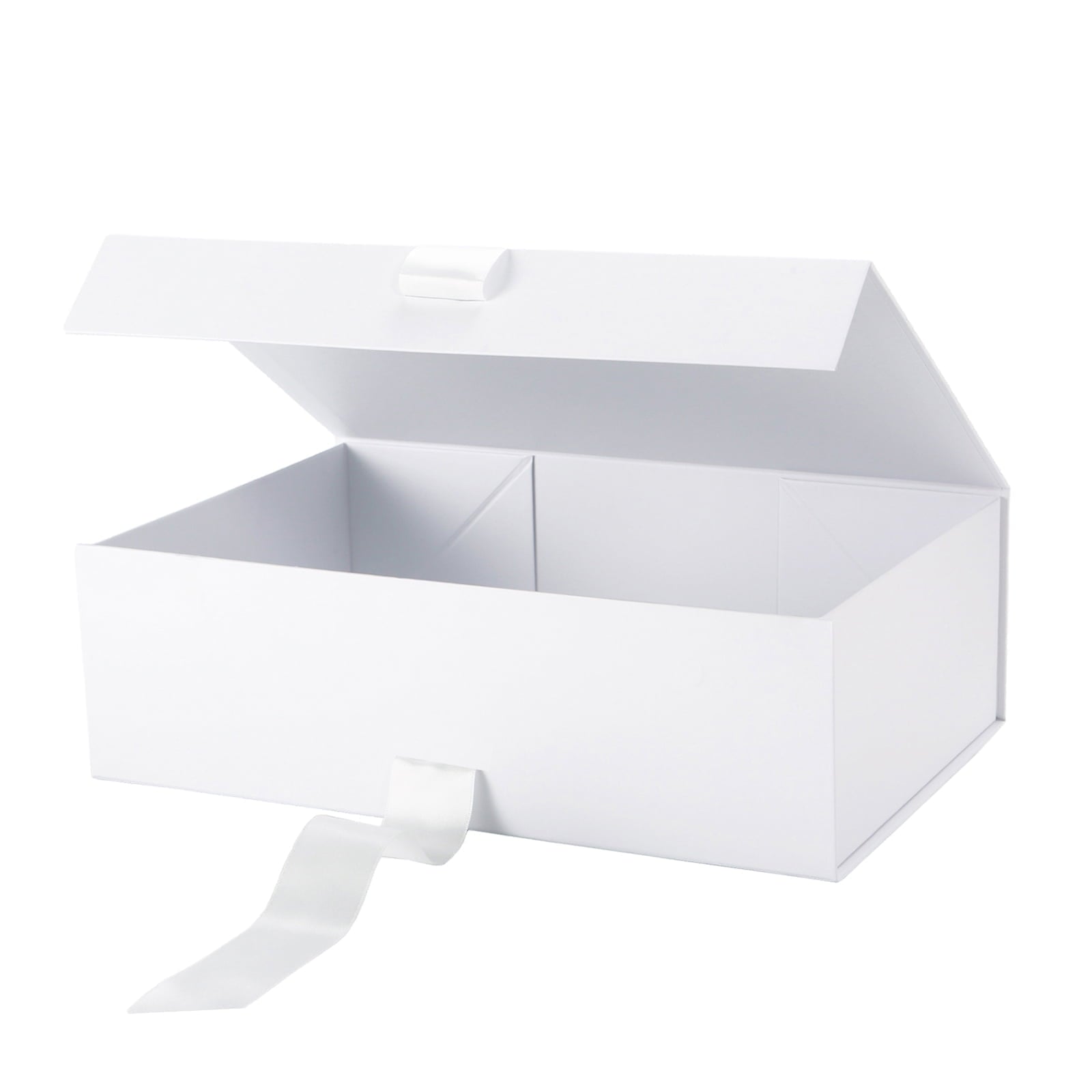 PKGSMART 3 Extra Large White Gift Boxes with Magnetic Lids and Ribbons for Gifts, 16.3x14.2x5 inches
