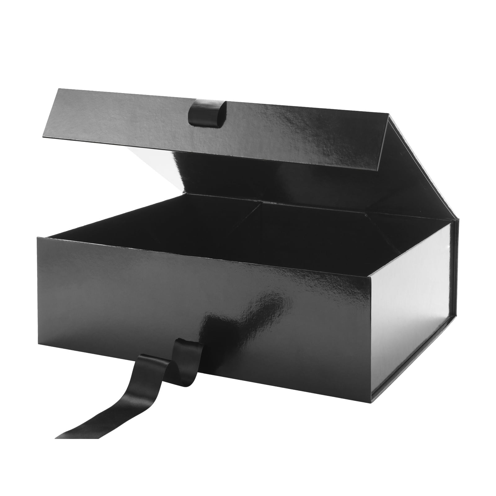 PKGSMART 3 Extra Large White Gift Boxes with Magnetic Lids and Ribbons for Gifts, 16.3x14.2x5 inches