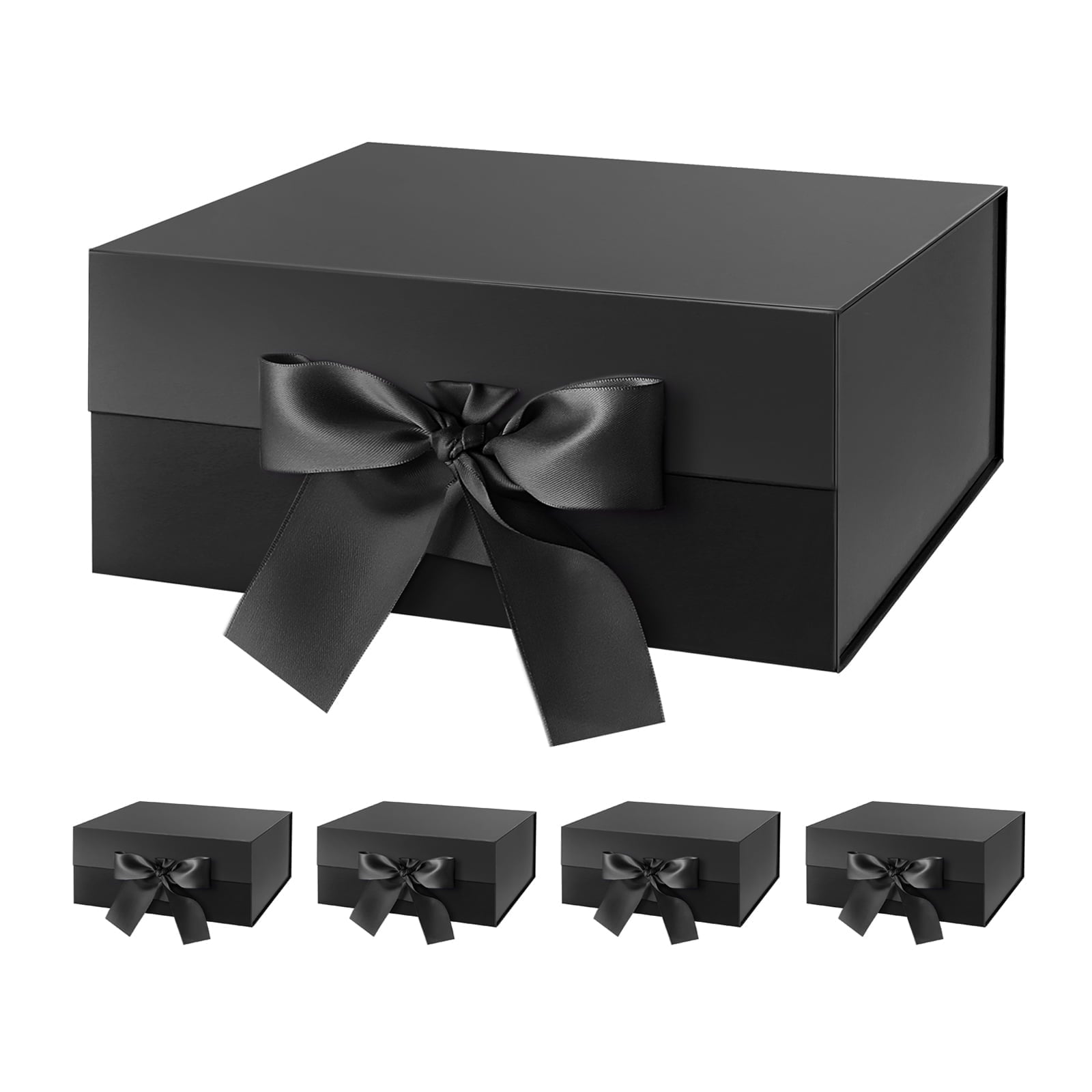 PKGSMART 3 Extra Large White Gift Boxes with Magnetic Lids and Ribbons for Gifts, 16.3x14.2x5 inches