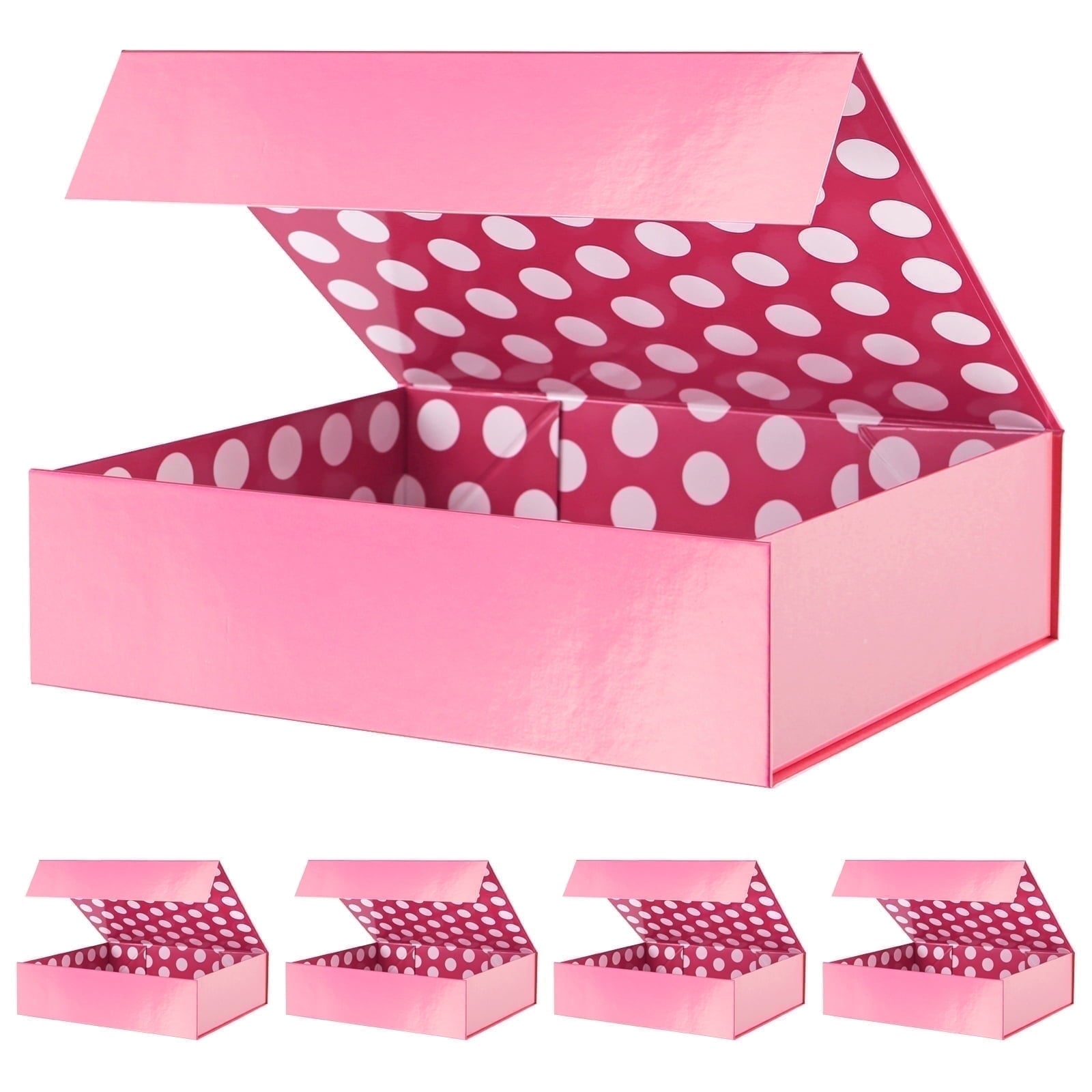 PKGSMART 5 Large Black Gift Boxes, Magnetic Gift Boxes with Lids for Wedding, 13.5x9x4.1 inches