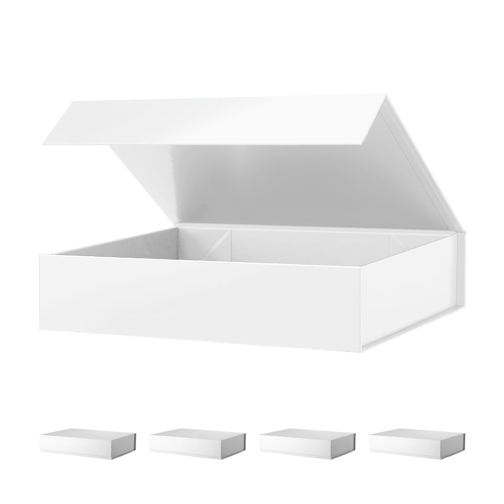 PKGSMART 5 Large Black Gift Boxes, Magnetic Gift Boxes with Lids for Wedding, 13.5x9x4.1 inches