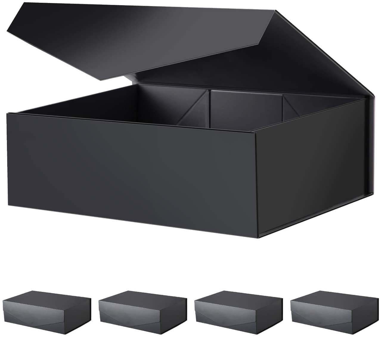 PKGSMART 5 Large Black Gift Boxes, Magnetic Gift Boxes with Lids for Wedding, 13.5x9x4.1 inches