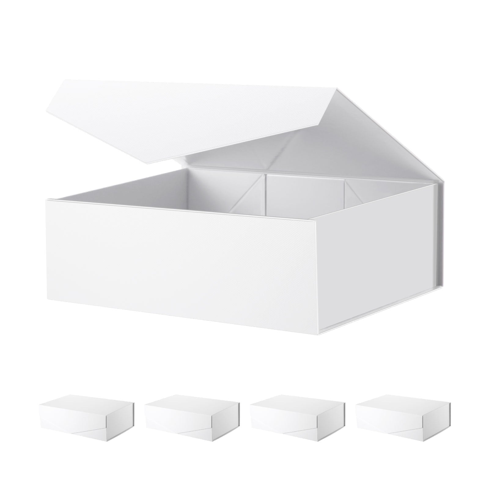 PKGSMART 5 Large Black Gift Boxes, Magnetic Gift Boxes with Lids for Wedding, 13.5x9x4.1 inches