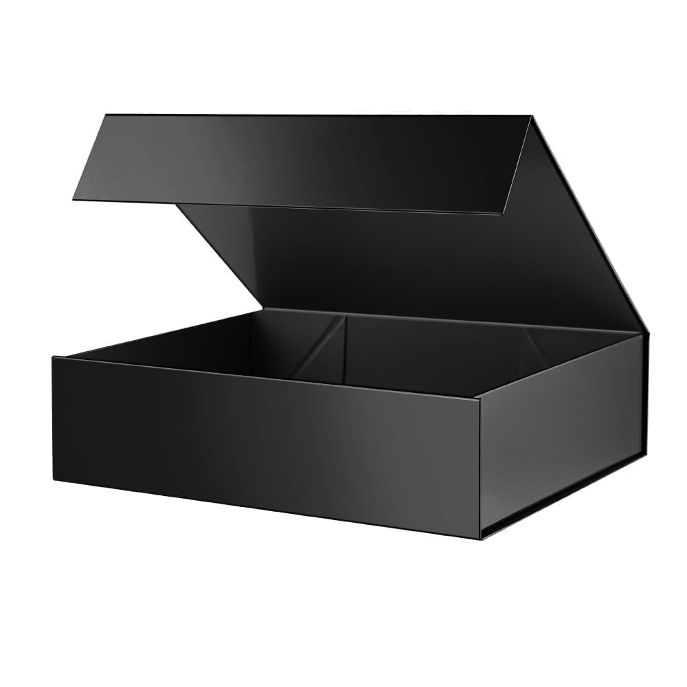 PKGSMART 5 Large Black Gift Boxes, Magnetic Gift Boxes with Lids for Wedding, 13.5x9x4.1 inches