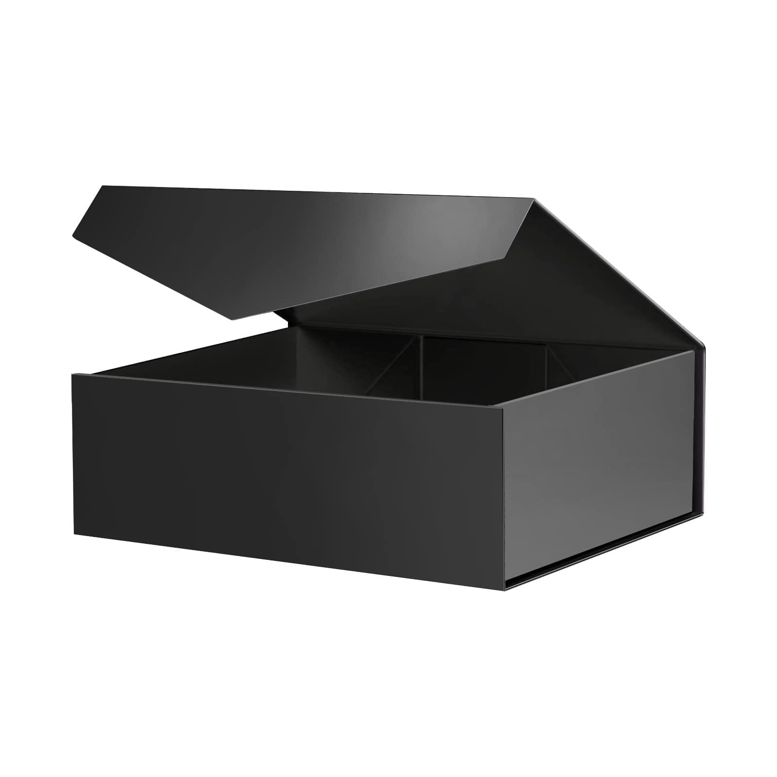 PKGSMART 5 Large Black Gift Boxes, Magnetic Gift Boxes with Lids for Wedding, 13.5x9x4.1 inches