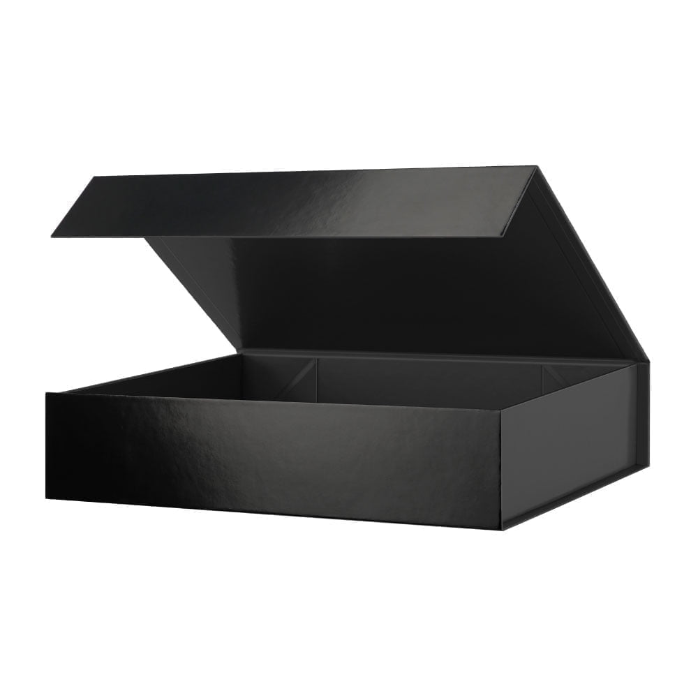 PKGSMART 5 Large Black Gift Boxes, Magnetic Gift Boxes with Lids for Wedding, 13.5x9x4.1 inches