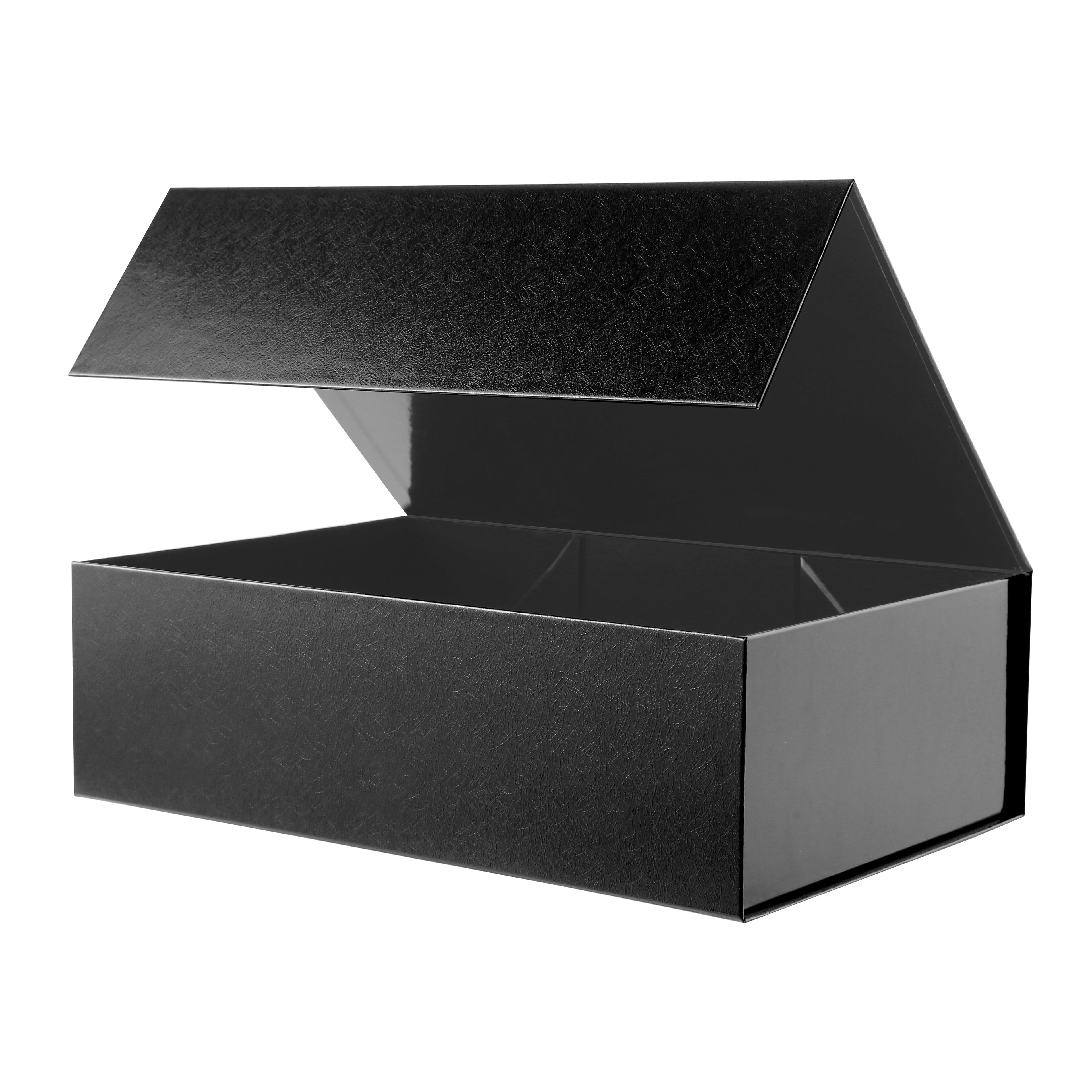PKGSMART 5 Large Black Gift Boxes, Magnetic Gift Boxes with Lids for Wedding, 13.5x9x4.1 inches