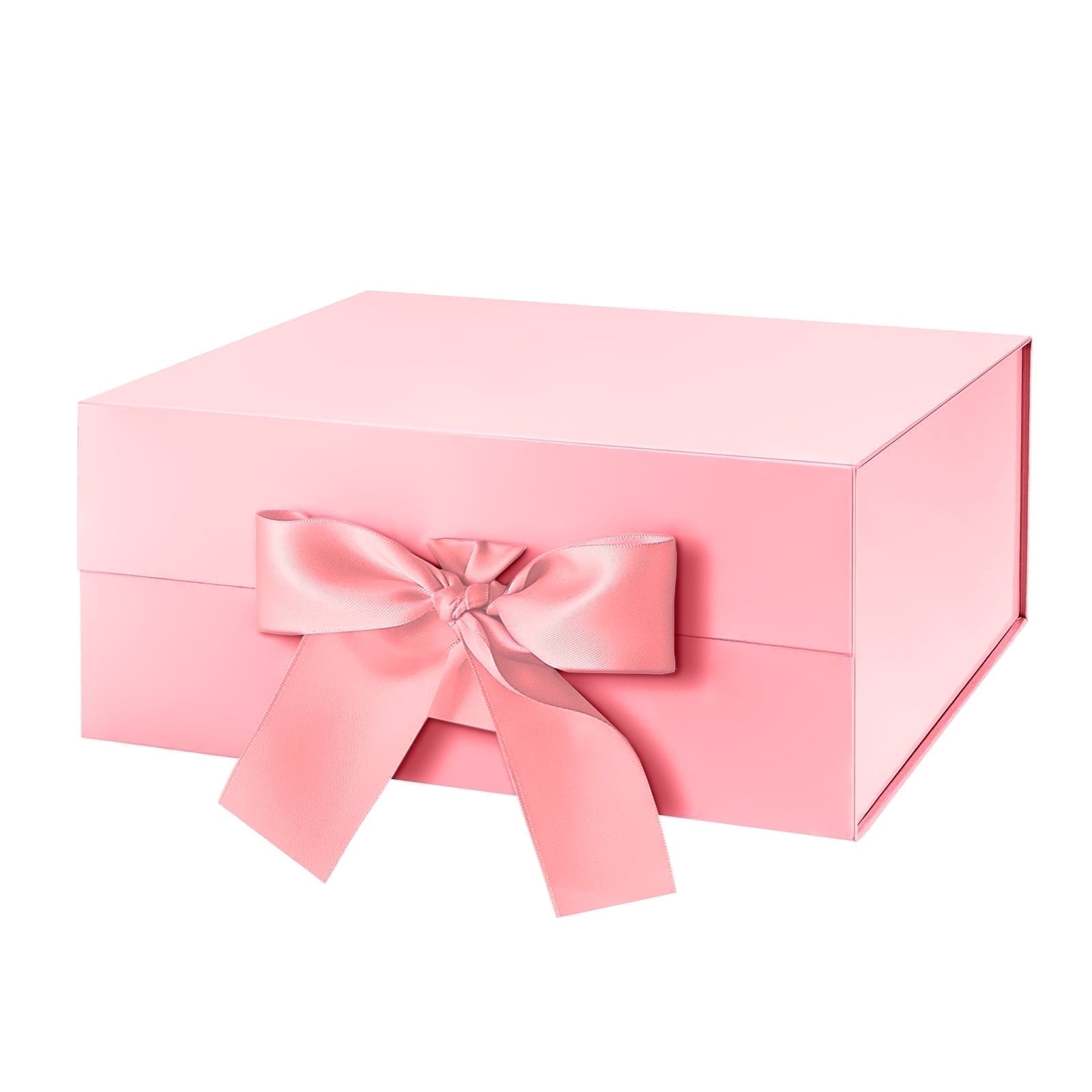 PKGSMART 3 Extra Large White Gift Boxes with Magnetic Lids and Ribbons for Gifts, 16.3x14.2x5 inches