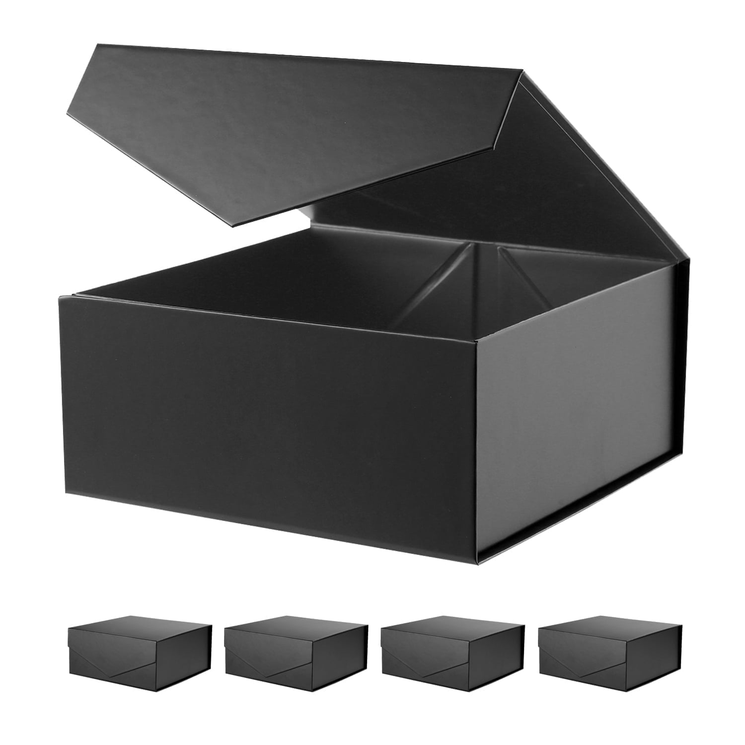 PKGSMART 5 Large Black Gift Boxes, Magnetic Gift Boxes with Lids for Wedding, 13.5x9x4.1 inches