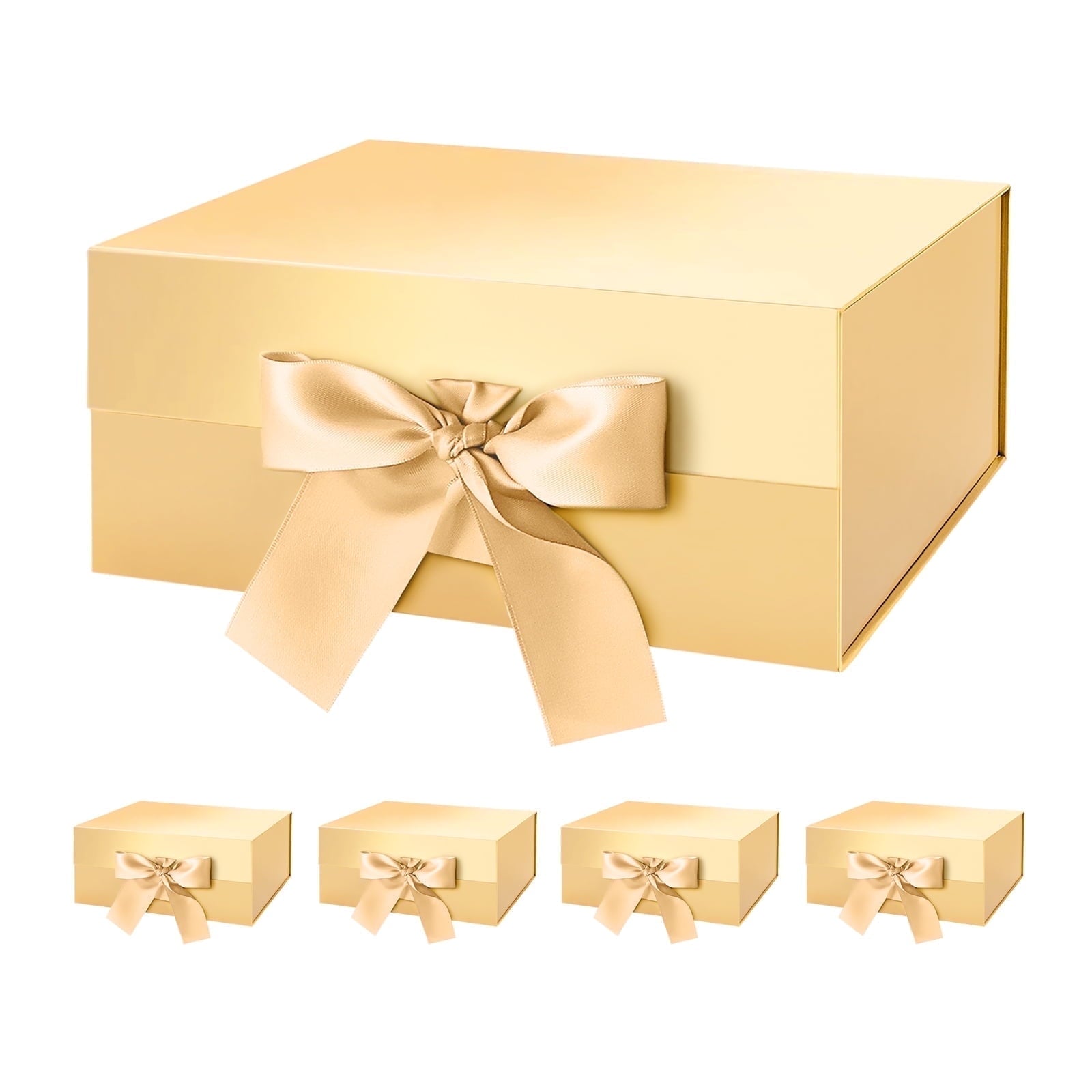 PKGSMART 3 Extra Large White Gift Boxes with Magnetic Lids and Ribbons for Gifts, 16.3x14.2x5 inches