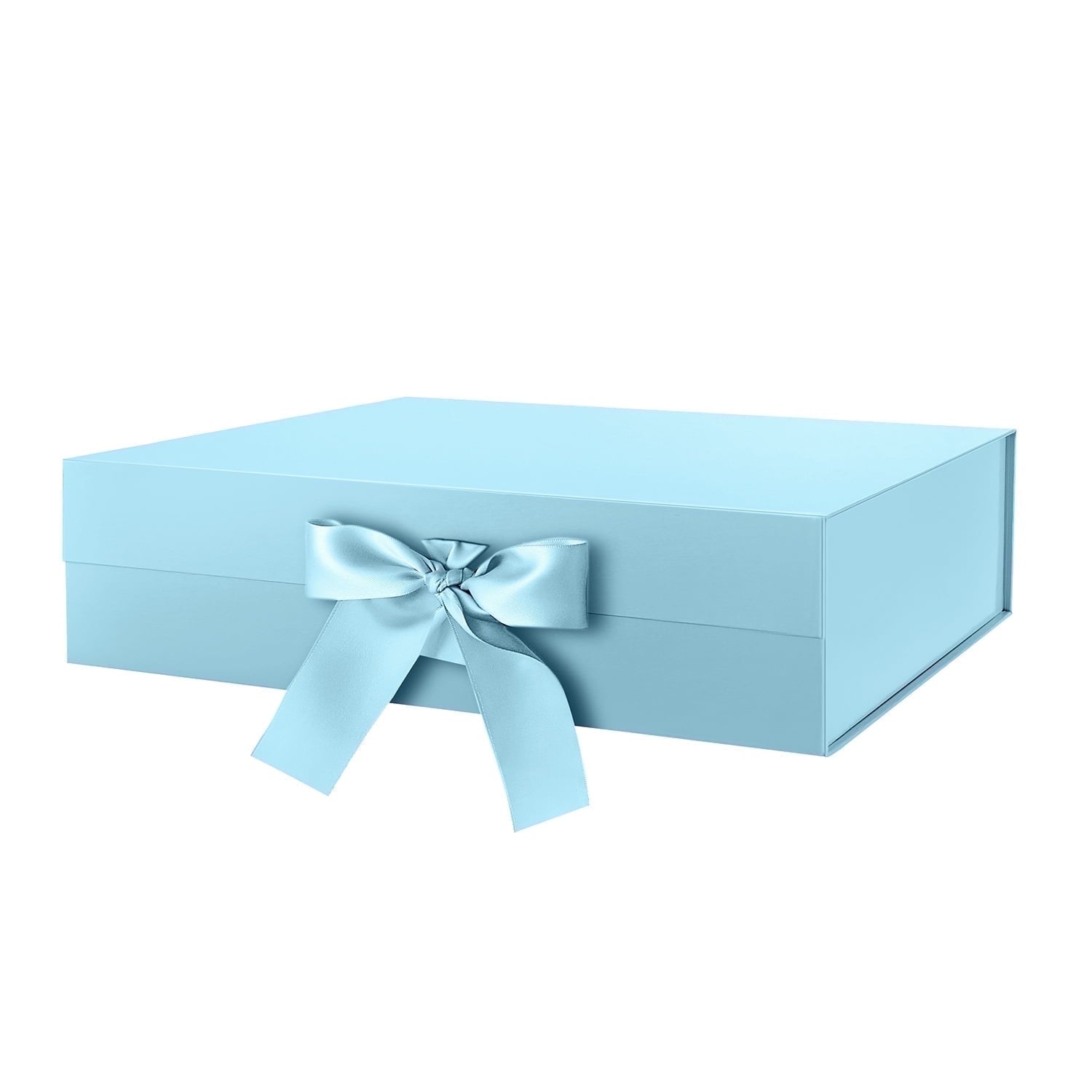 PKGSMART 3 Extra Large White Gift Boxes with Magnetic Lids and Ribbons for Gifts, 16.3x14.2x5 inches