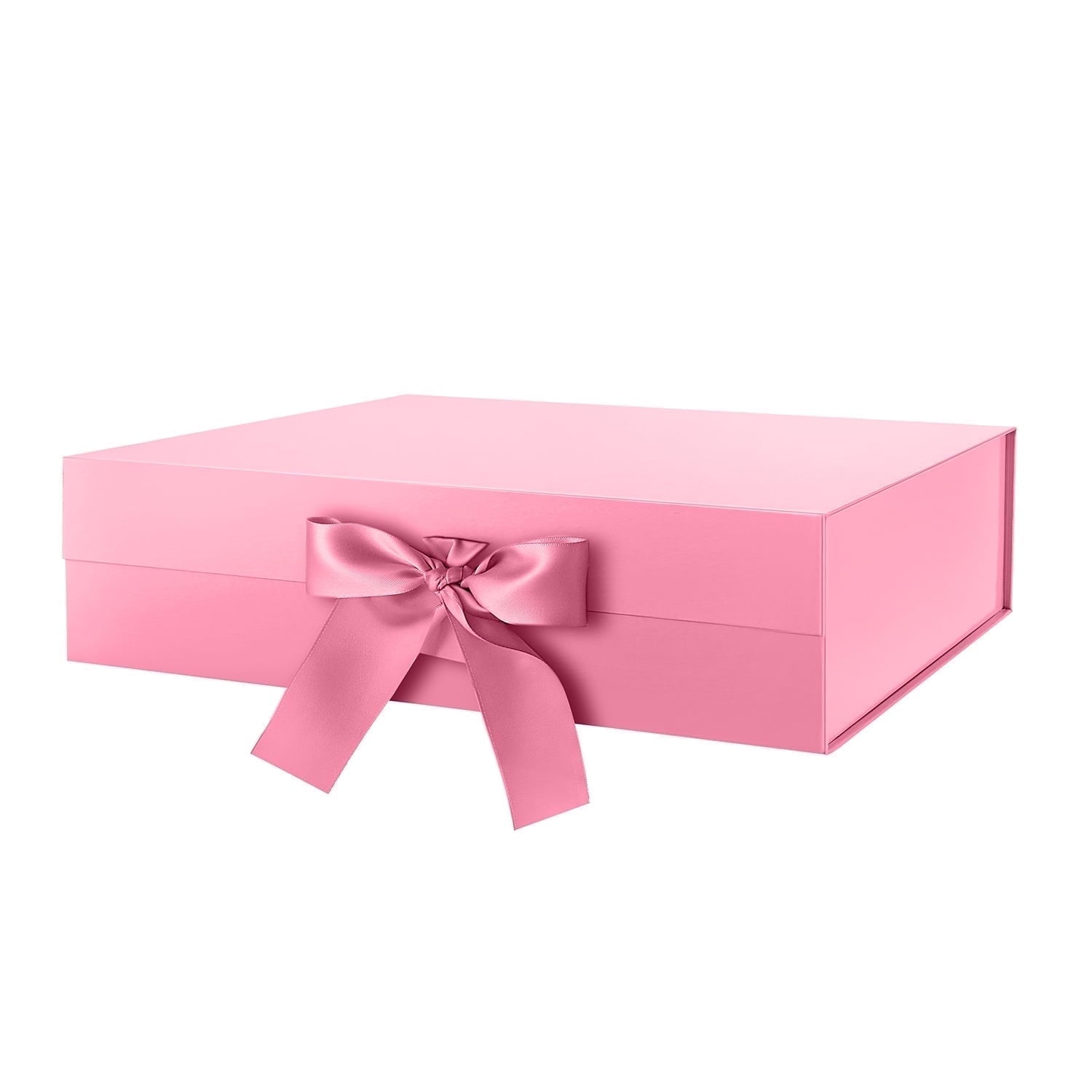 PKGSMART 3 Extra Large White Gift Boxes with Magnetic Lids and Ribbons for Gifts, 16.3x14.2x5 inches