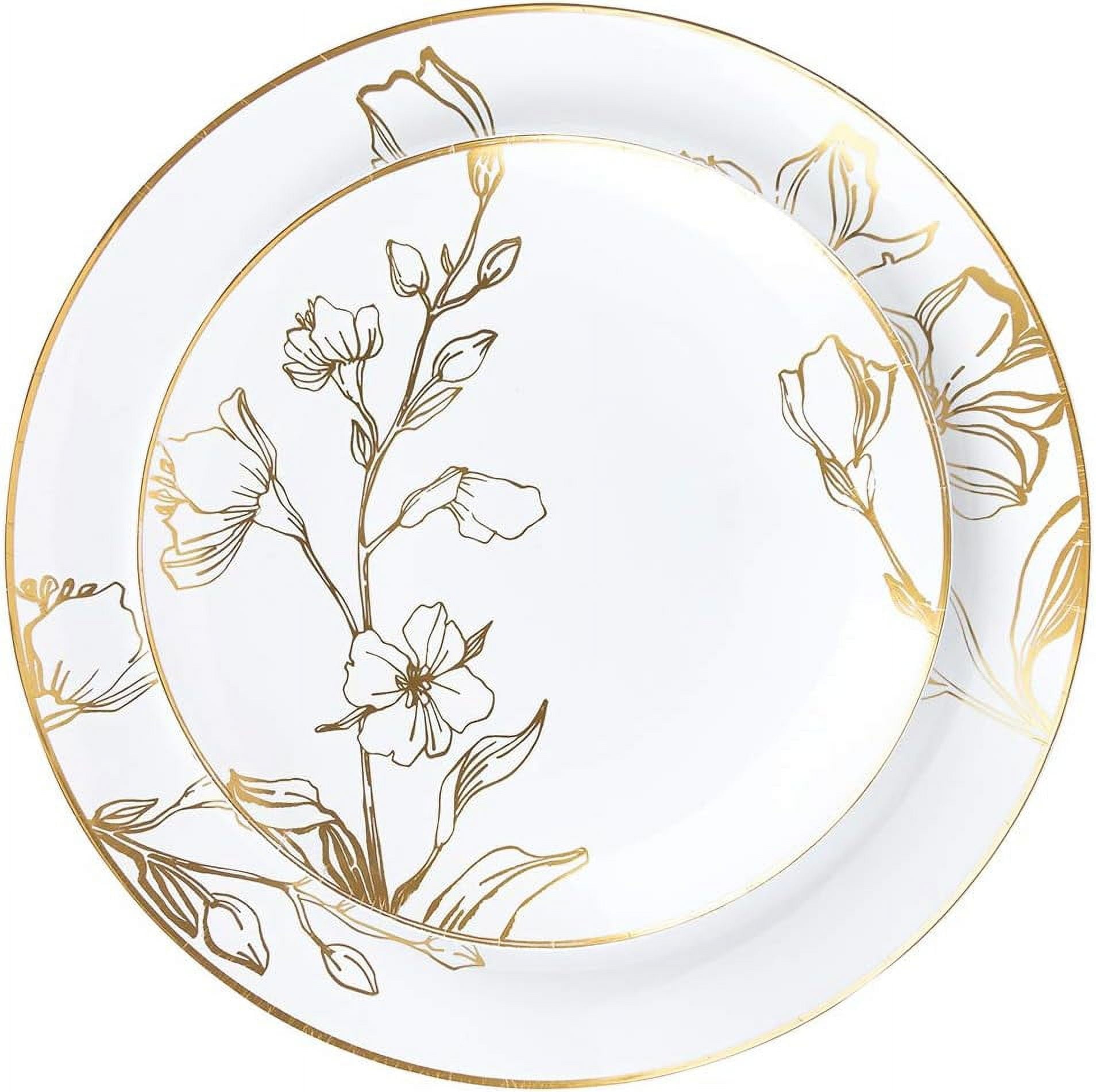 PLASTICPRO 64-piece Pink Hammered Plastic Plates Combo Set Disposable Elegant Plates for Party, 7'' & 10''