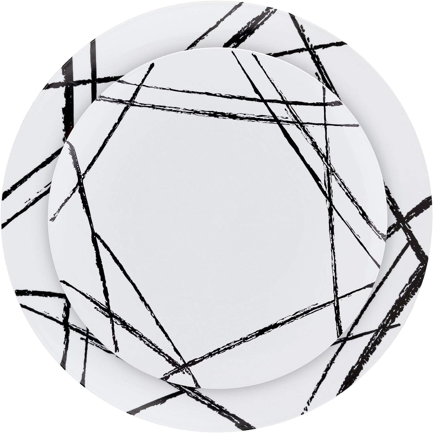 PLASTICPRO 64-piece Pink Hammered Plastic Plates Combo Set Disposable Elegant Plates for Party, 7'' & 10''