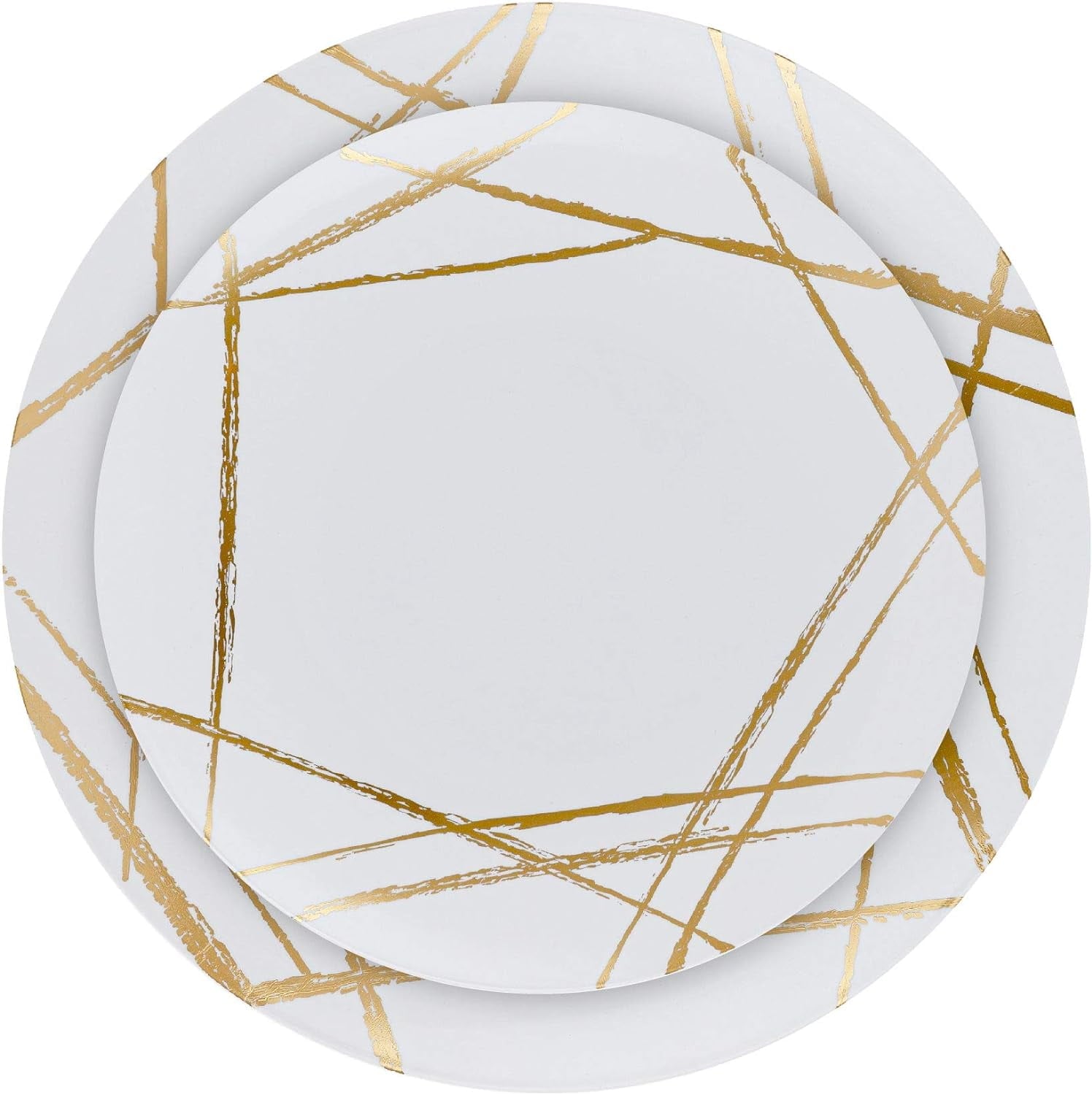 PLASTICPRO 64-piece Pink Hammered Plastic Plates Combo Set Disposable Elegant Plates for Party, 7'' & 10''