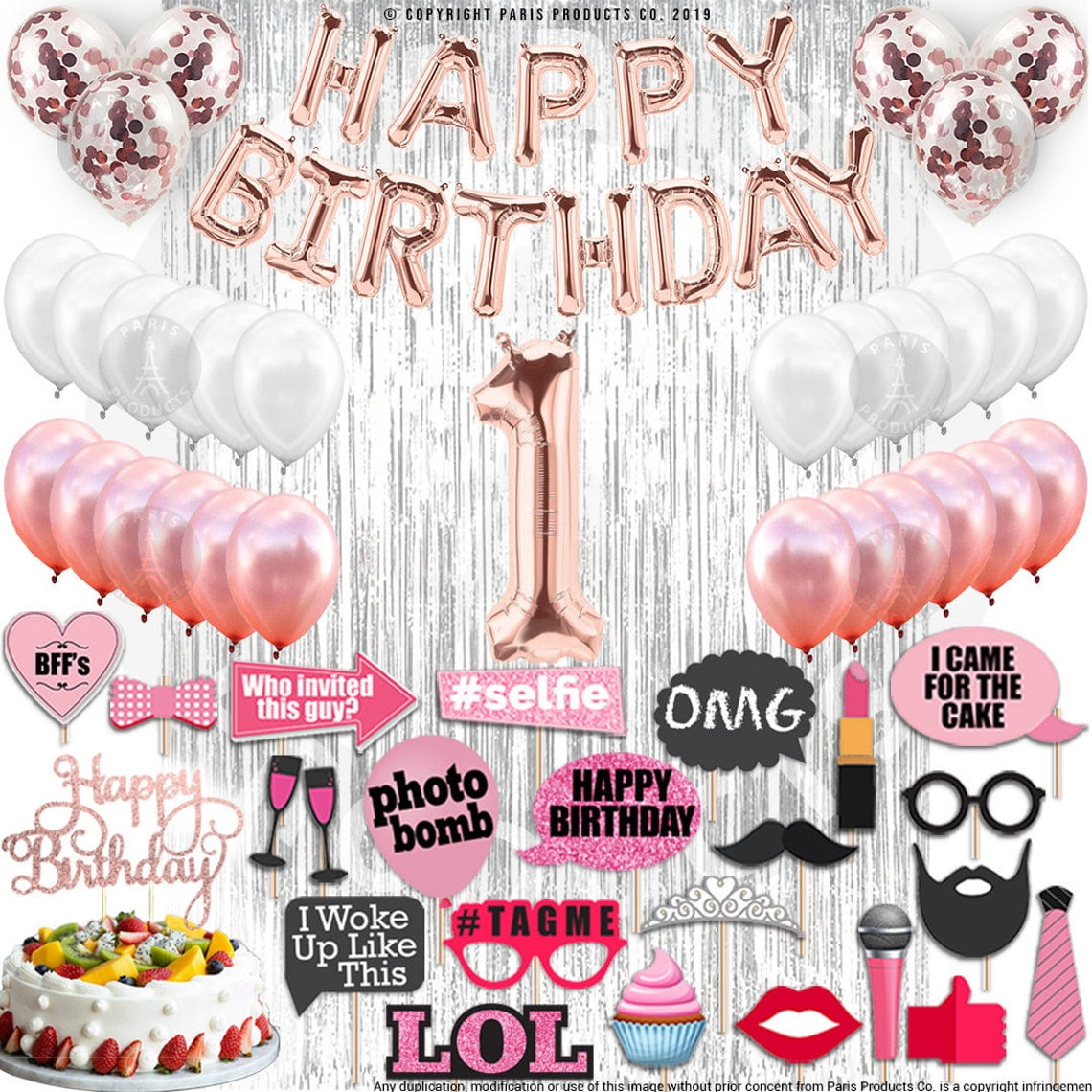 4th Birthday Decorations Party Supplies, Rose Gold 4Number Balloons 4th Foil Mylar Balloons Latex Balloon Decoration 4th Birthday Gifts