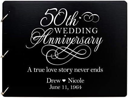 Personalized 50th Wedding Anniversary Guest Book for Couple 50 Years of Marriage Celebration, Wooden Maple Signature Registry Guest Book for Fiftieth Wedding (Maple)