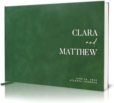Personalized Guest Book - 11.5" x 8.5" Premium Custom Guest Signing Book with Bookmark and Blank Pages for Wedding Reception Table Decoration Engagement Birthday Party Event, Oats