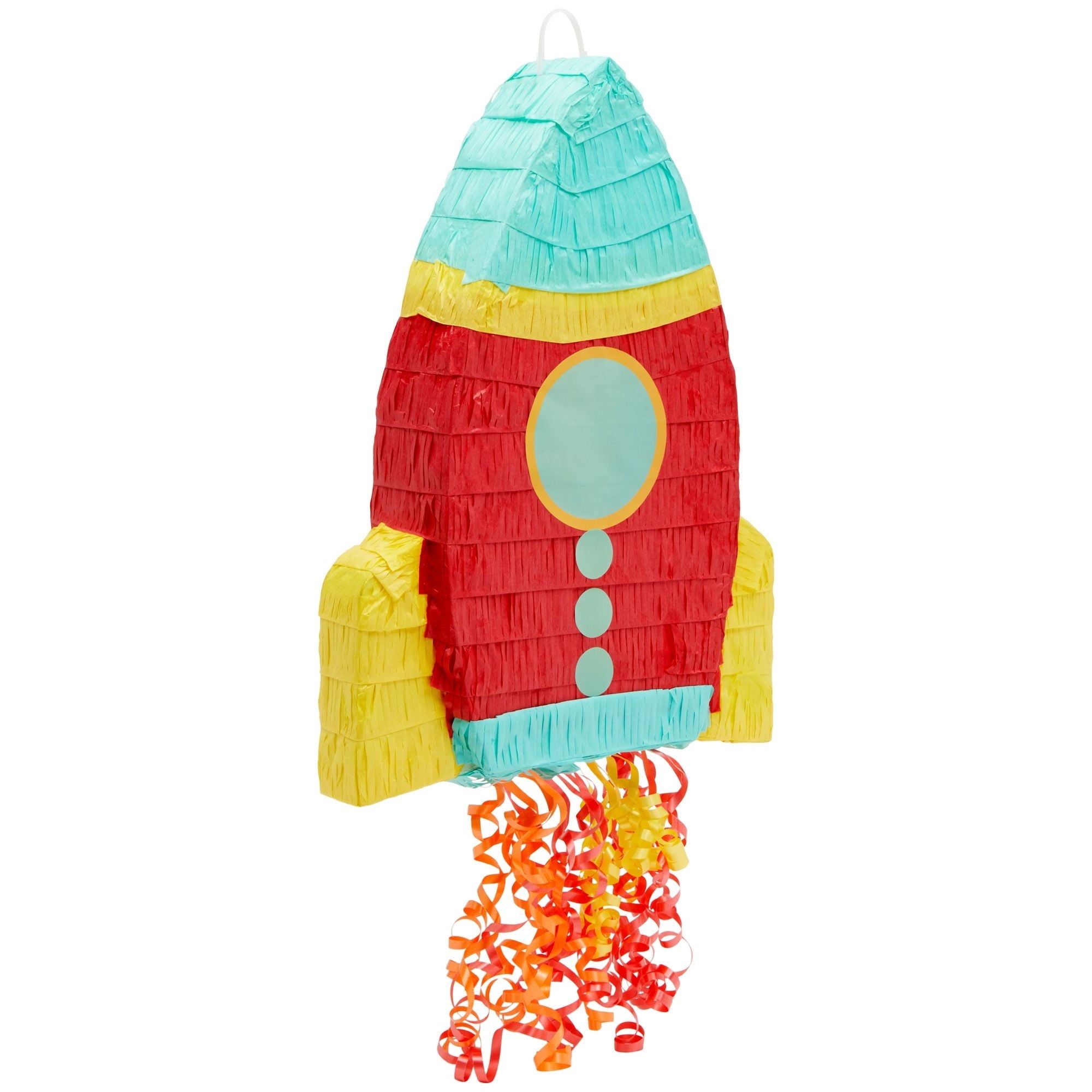 Pull String Rocket Ship Pinata - Outer Space Party Decorations for Astronaut Themed Birthday (Small, 16.5 x 12.5 x 3 in), For Ages 3+
